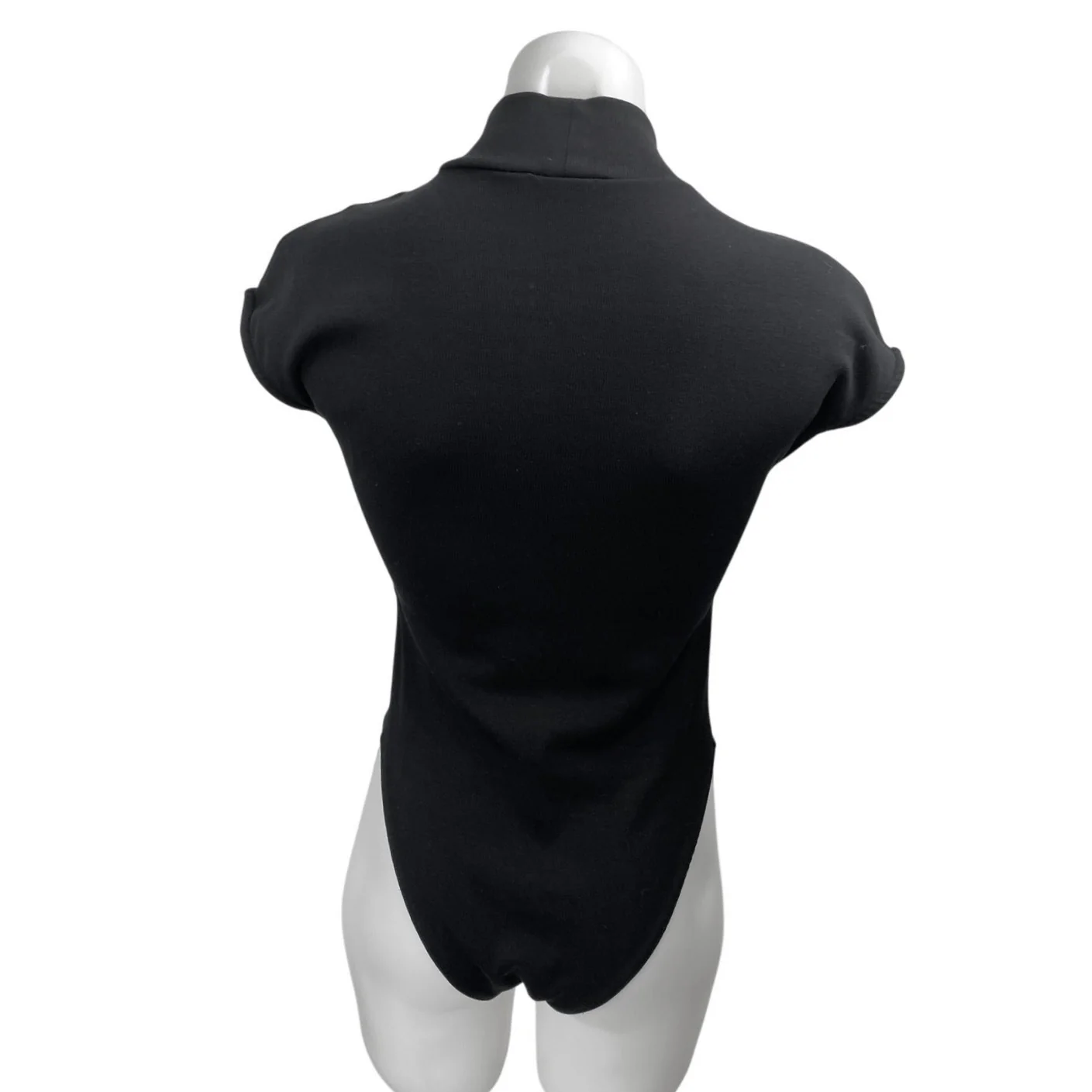 Aritzia Contour Women Black Short Sleeve Mock Neck T Shirt Bodysuit Top Size M - Image 2