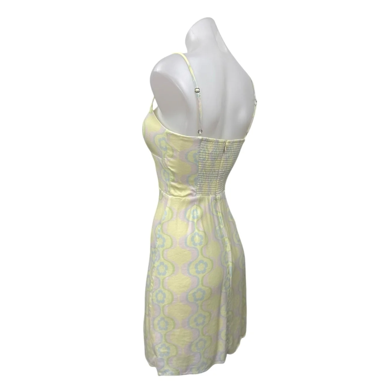 Aritzia Sun-Deh Yellow Floral Sleeveless Cami Camisole Mini A-line Dress Size XS - Image 2