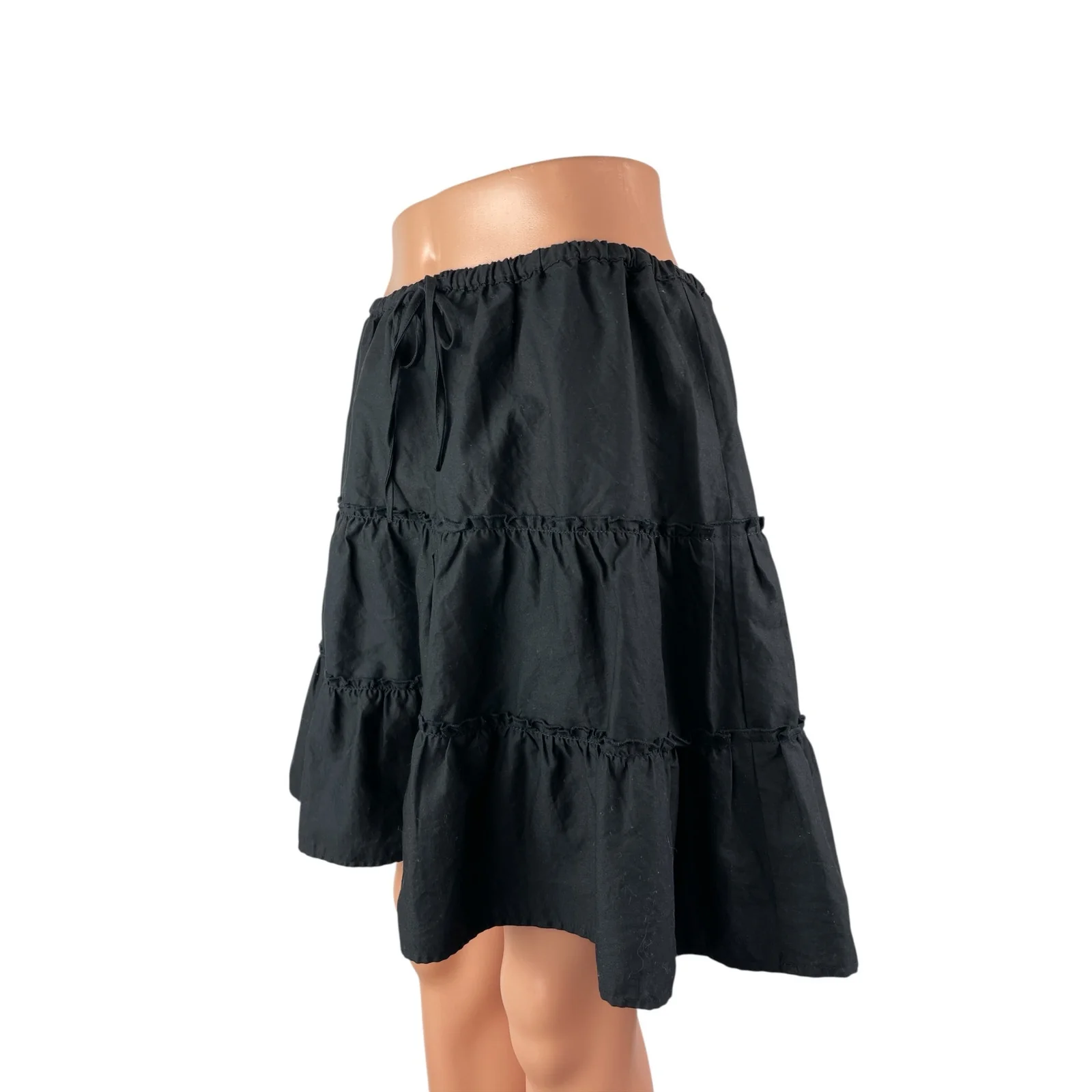 Aritzia Sunday Best Black High Waisted Tiered Ruffle A Line Mini Skirt Size L - Image 2
