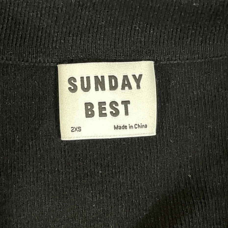 Aritzia Sunday Best Black Short Sleeve Rib Knit Button Up Mini Bodycon Dress 2XS - Image 4