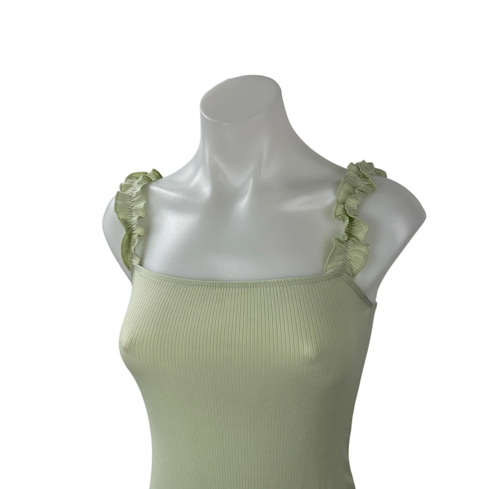 Aritzia Sunday Best Double Zero Square Neck Sleeveless Ruffled Bodysuit Top Sz S - Image 2