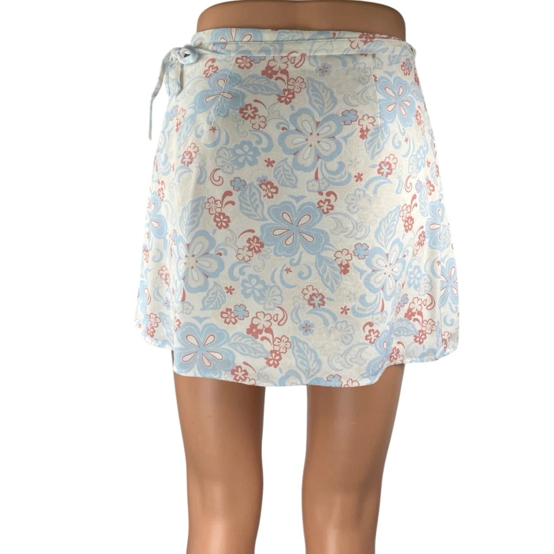 Aritzia Sunday Best White Floral Tie Waist Mini Wrap A-Line Skirt Skort Size XS - Image 3