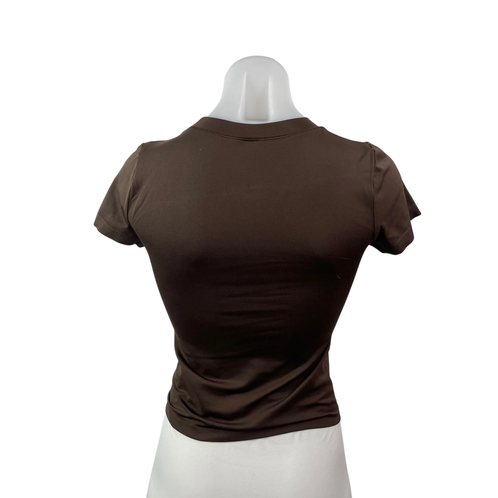 Aritzia Sunday Best Women's Brown Crew Neck Short Sleeve Crop Tee T-shirt Top S - Image 4