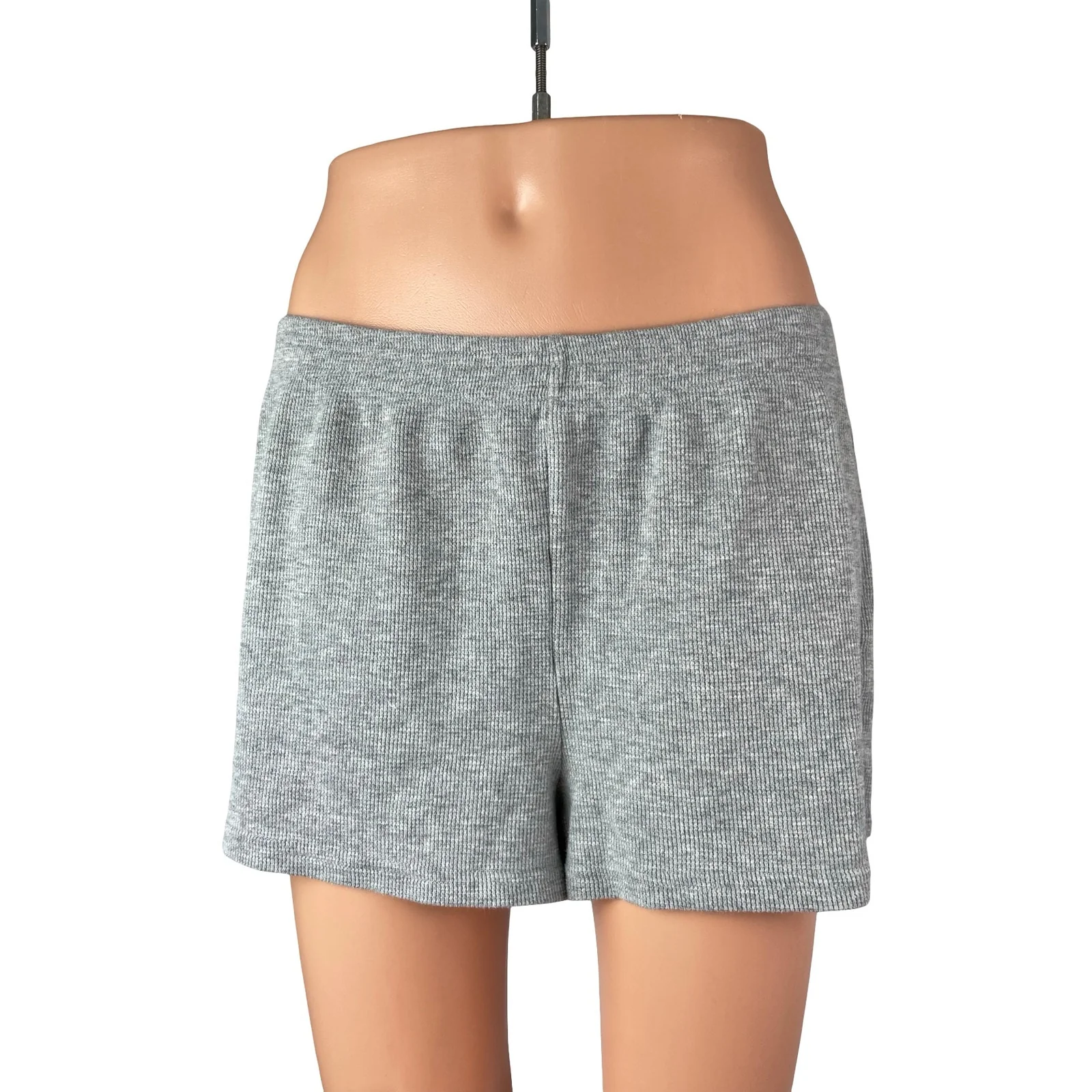 Aritzia Sunday Best Women's Gray High Rise Waffle Knit Thermal Lounge Shorts L