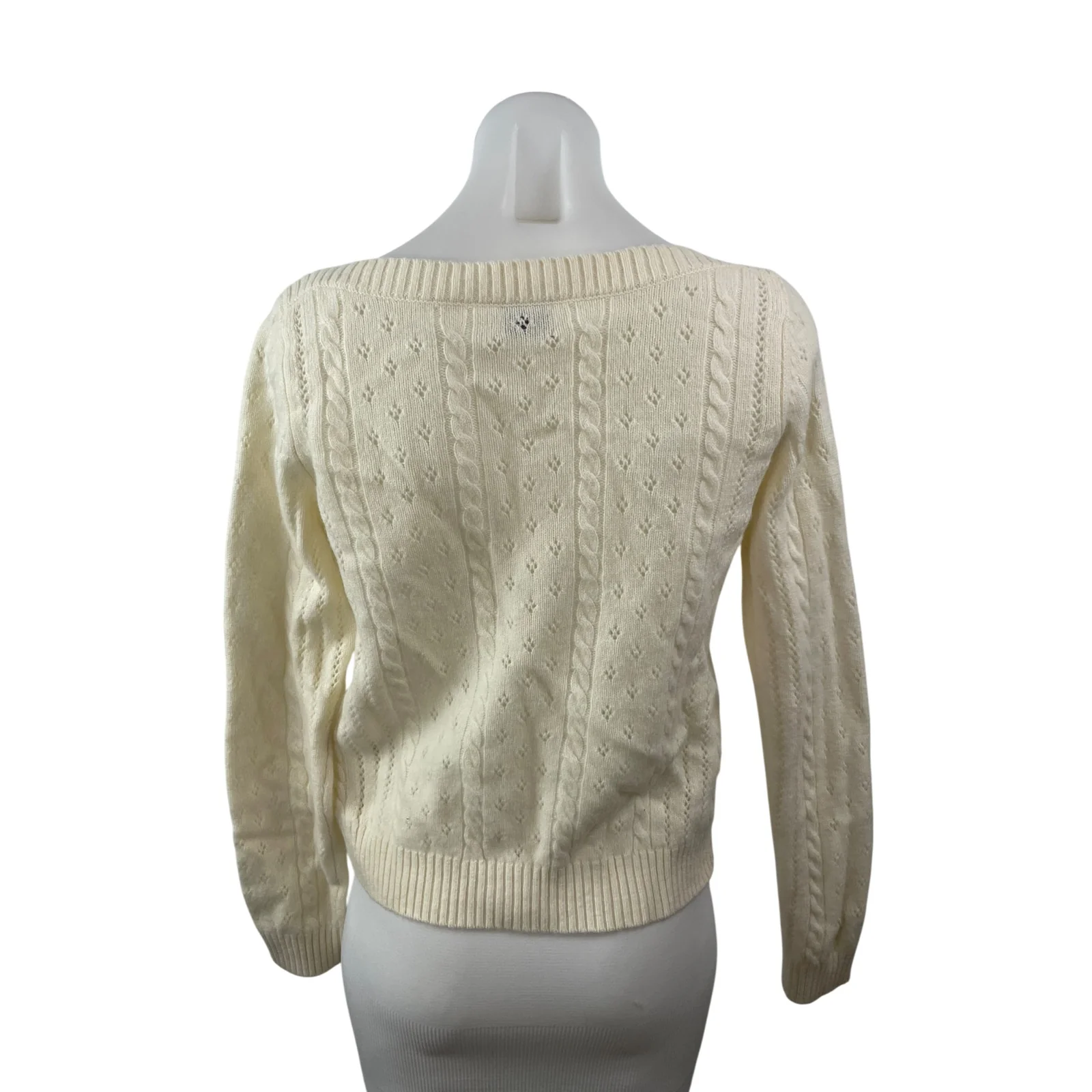 Aritzia Sunday Best Wool Cream Cable Knit Boat Neck Long Sleeve Sweater Top Sz S - Image 4