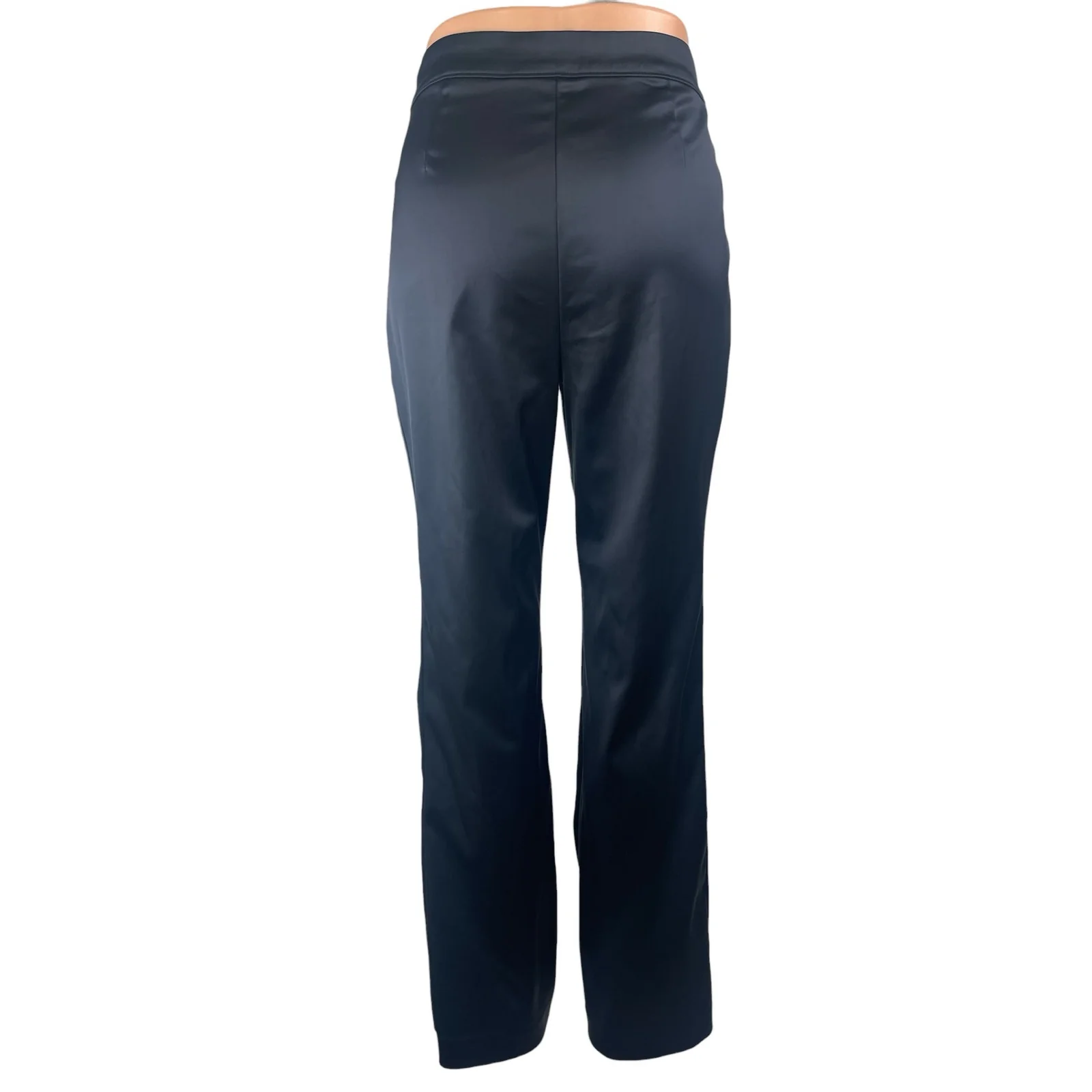 Aritzia Ten by Babaton Women's Black Satin Straight Leg Trousers Dress Pants 10 - Image 2
