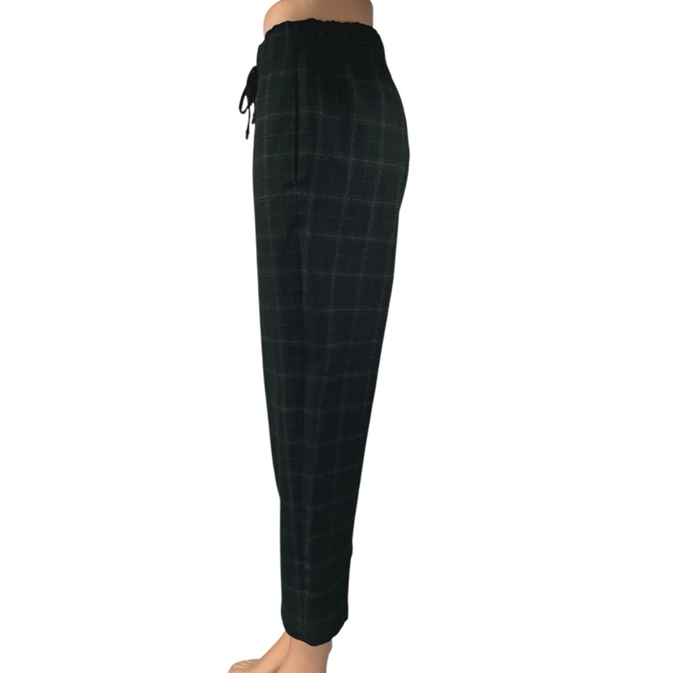 Aritzia The Group Babaton Black Plaid Tartan Straight Cropped Trousers Pants XS - Image 2