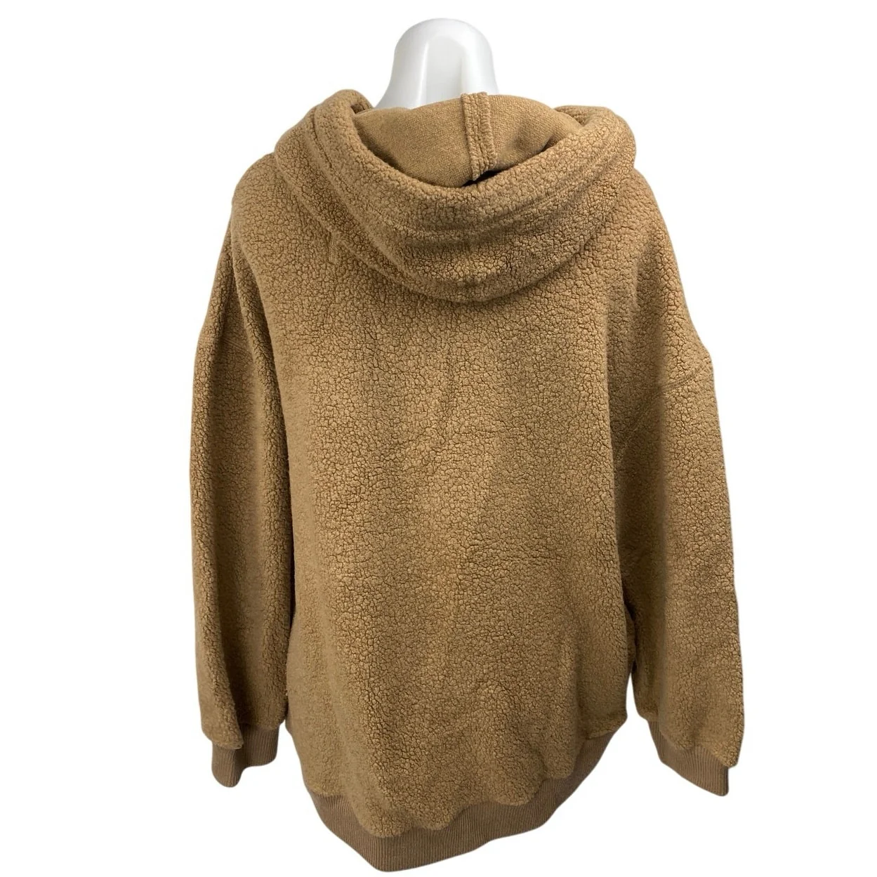 Aritzia The Group Babaton Lillian Wool Brown Faux Sherpa Hoodie Sweater Top M - Image 2