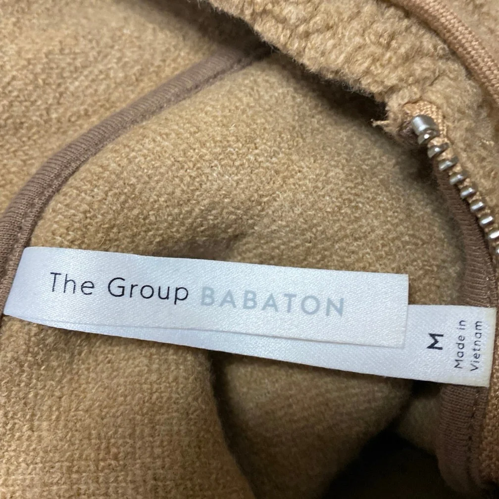 Aritzia The Group Babaton Lillian Wool Brown Faux Sherpa Hoodie Sweater Top M - Image 4