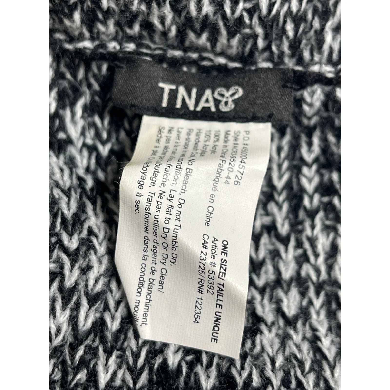 Aritzia TNA Black Marled Knit Cozy Cable Wrap Winter Infinity Neck Scarf OS - Image 3