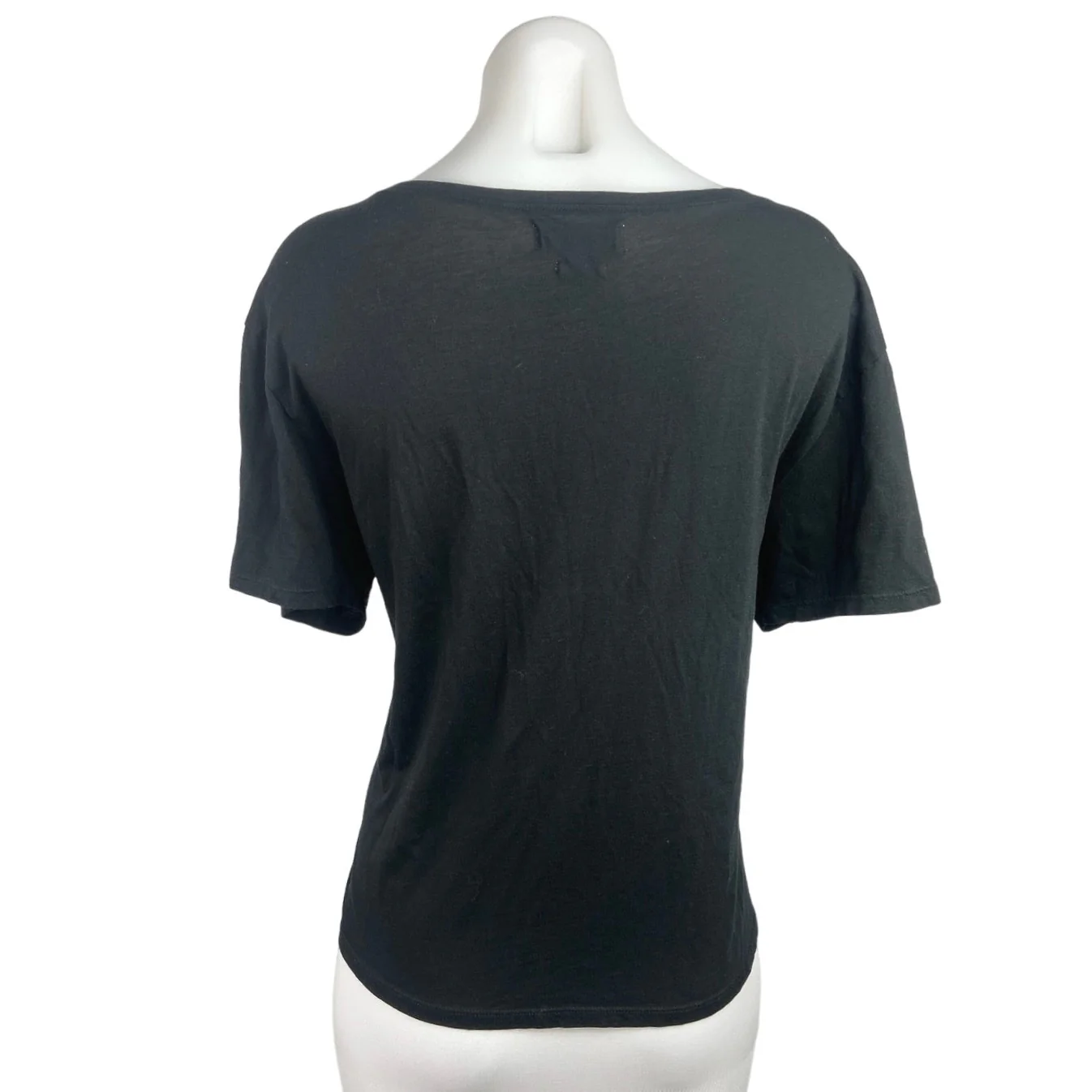 Aritzia TNA Black Scoop Neck Bell Sleeve Pullover Soft Basic T Shirt Top Size M - Image 2