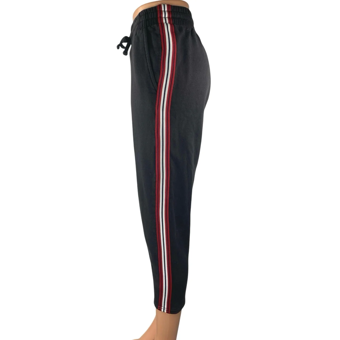 Aritzia Tna Black Striped High Waist Crop Tapered Trousers Jogger Pants Size XS - Image 2