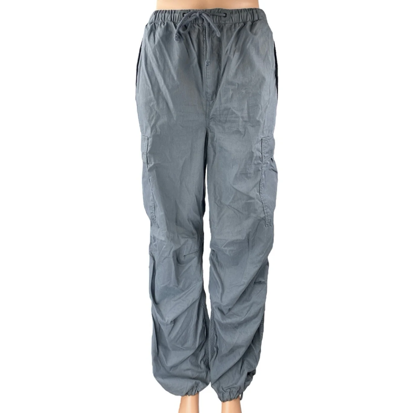 Aritzia TNA Blue Elastic Waist Drawstring Windbreaker Cargo Jogger Pants Size M