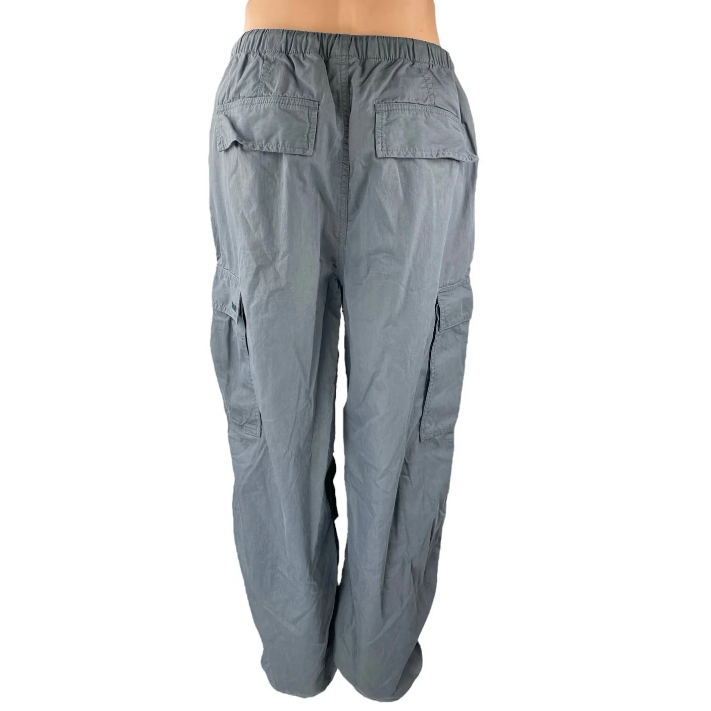 Aritzia TNA Blue Elastic Waist Drawstring Windbreaker Cargo Jogger Pants Size M - Image 3