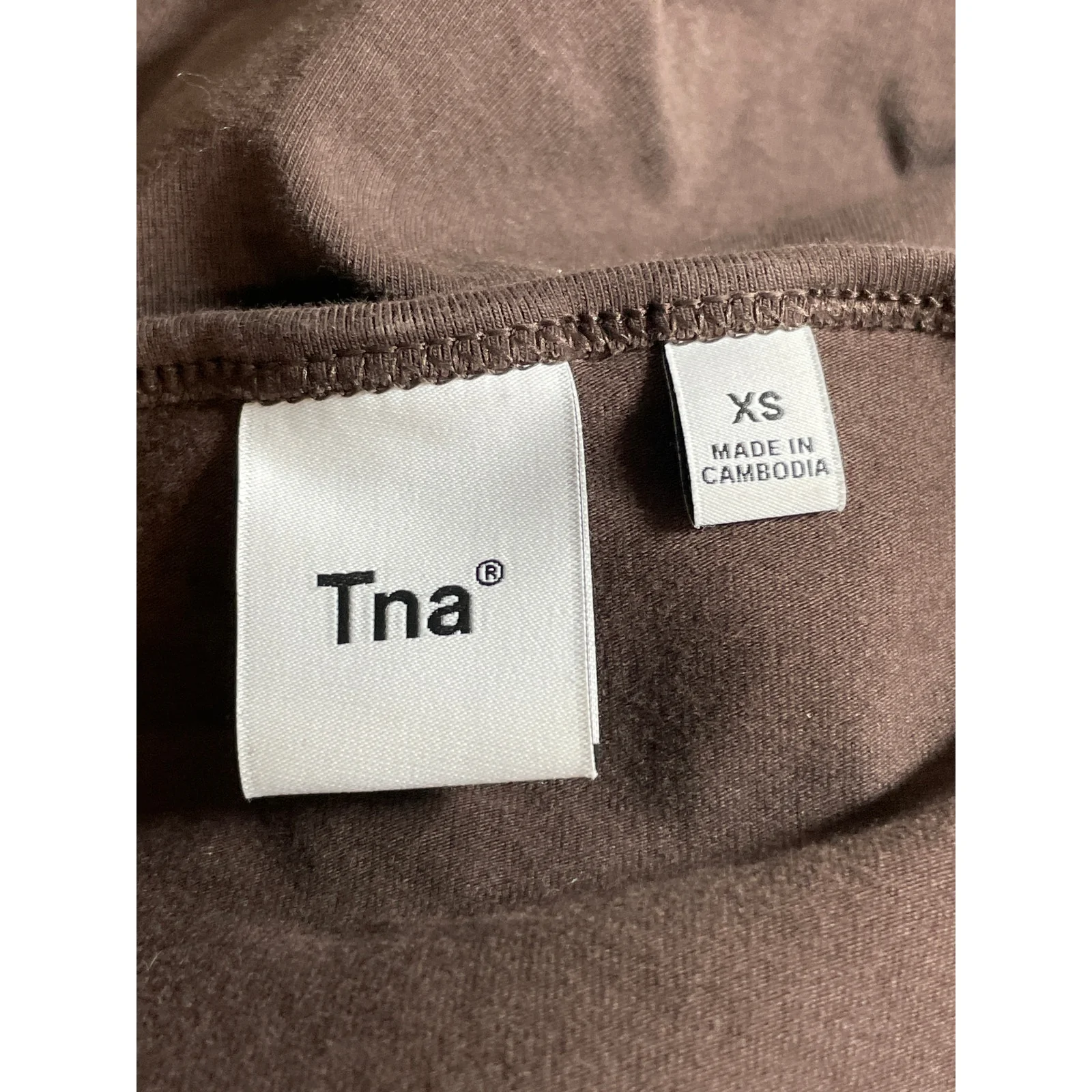 Aritzia TNA Brown High Neck Sleeveless Rucked Tank Cami Mini Bodycon Dress XS - Image 6