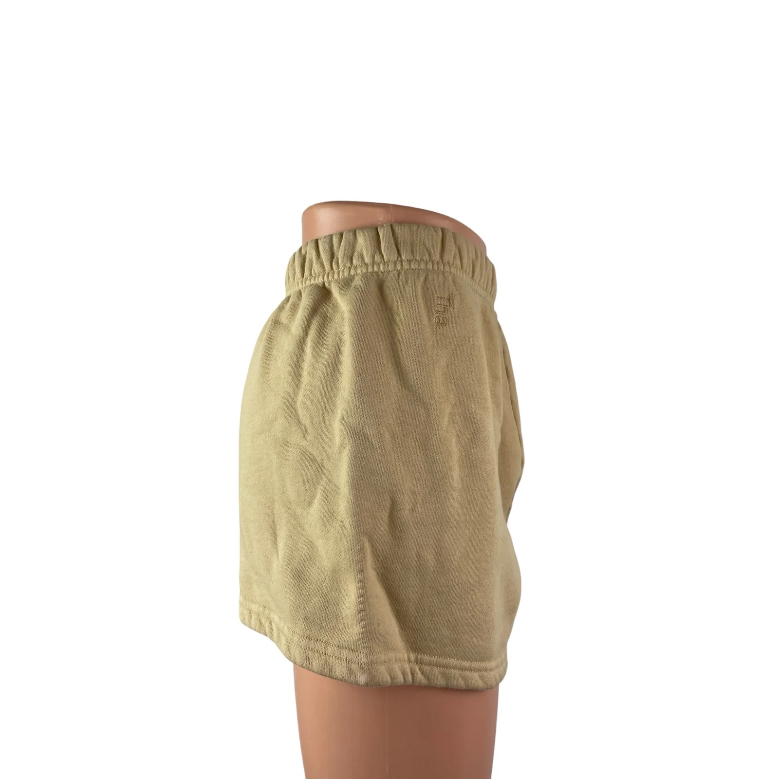Aritzia TNA Cozy AF Tan Khaki Fleece High Rise Mini Lounge Sweat Shorts Size S - Image 4