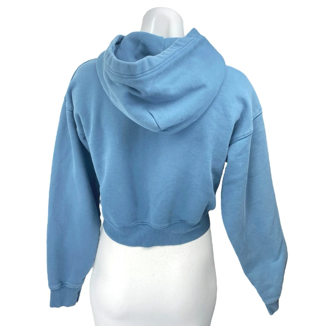 Aritzia TNA Cozy Blue Long Sleeve Hoodie Hooded Fleece Zip Crop Sweatshirt 2XS - Image 2