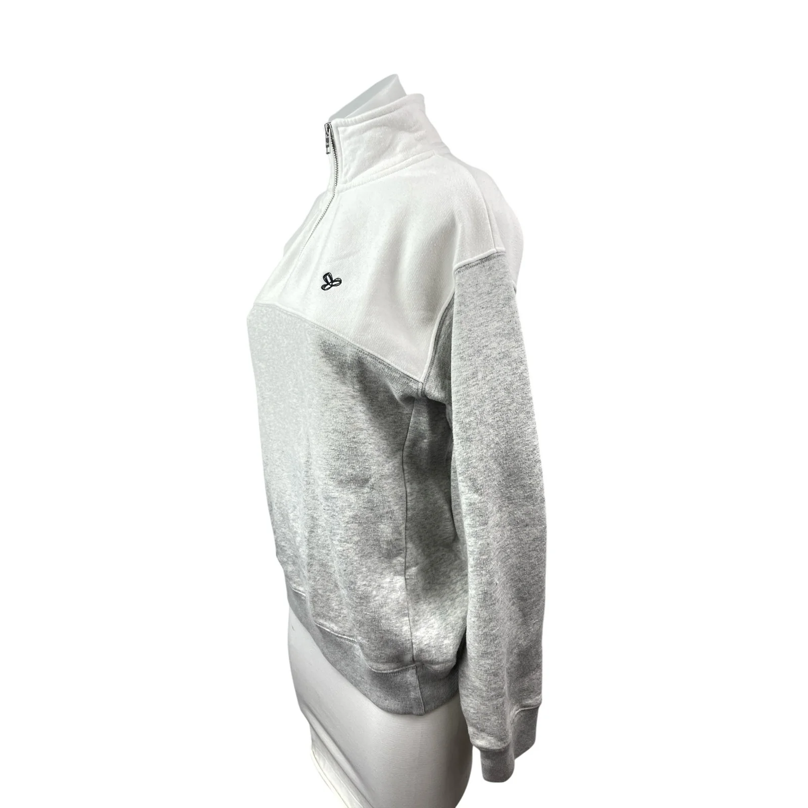 Aritzia TNA Gray White 1/4 Zip Colorblock Long Sleeve Sweater Sweatshirt Top S - Image 3