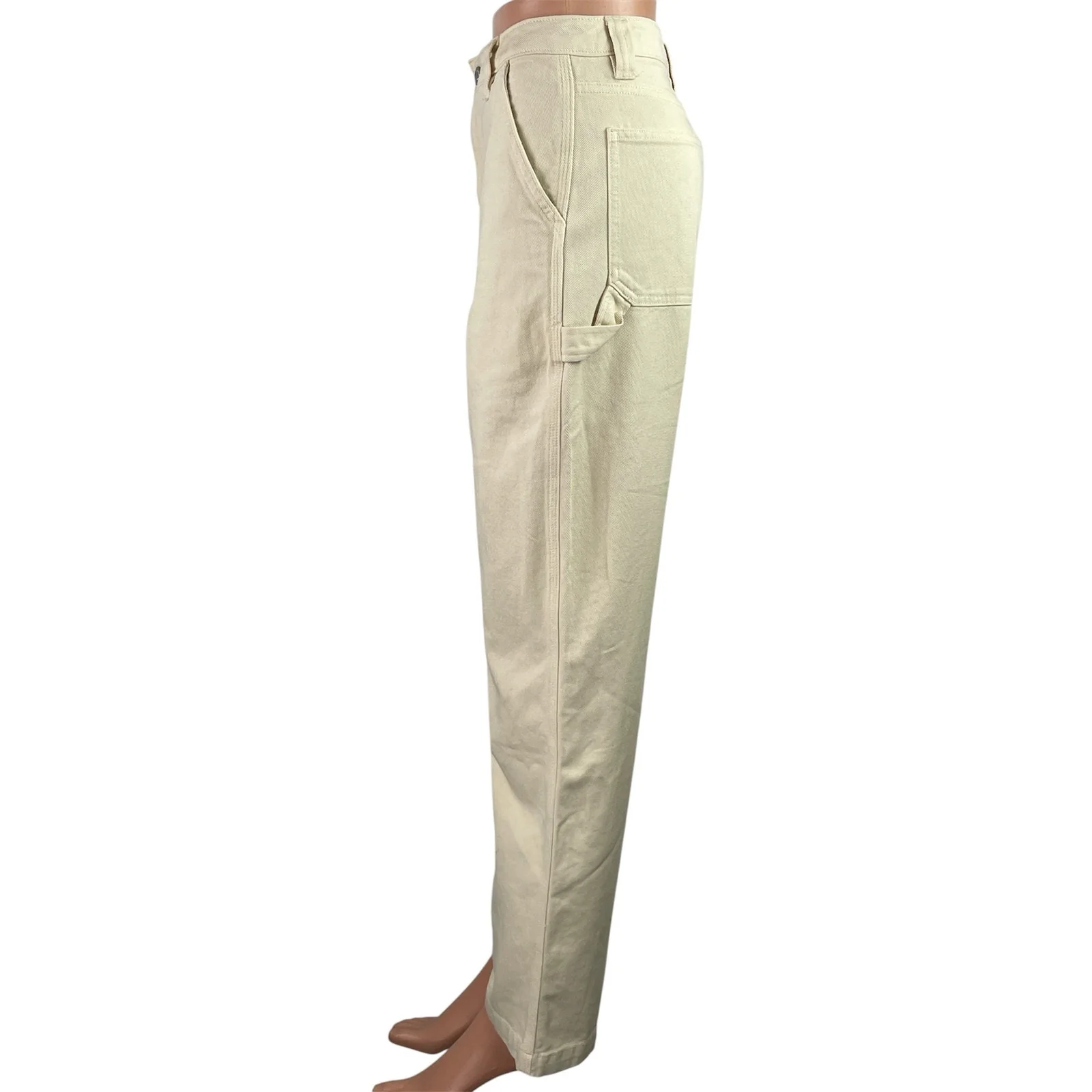Aritzia TNA Greenwhich Cream Twill Straight High Rise Carpenter Trousers Pants 0 - Image 2