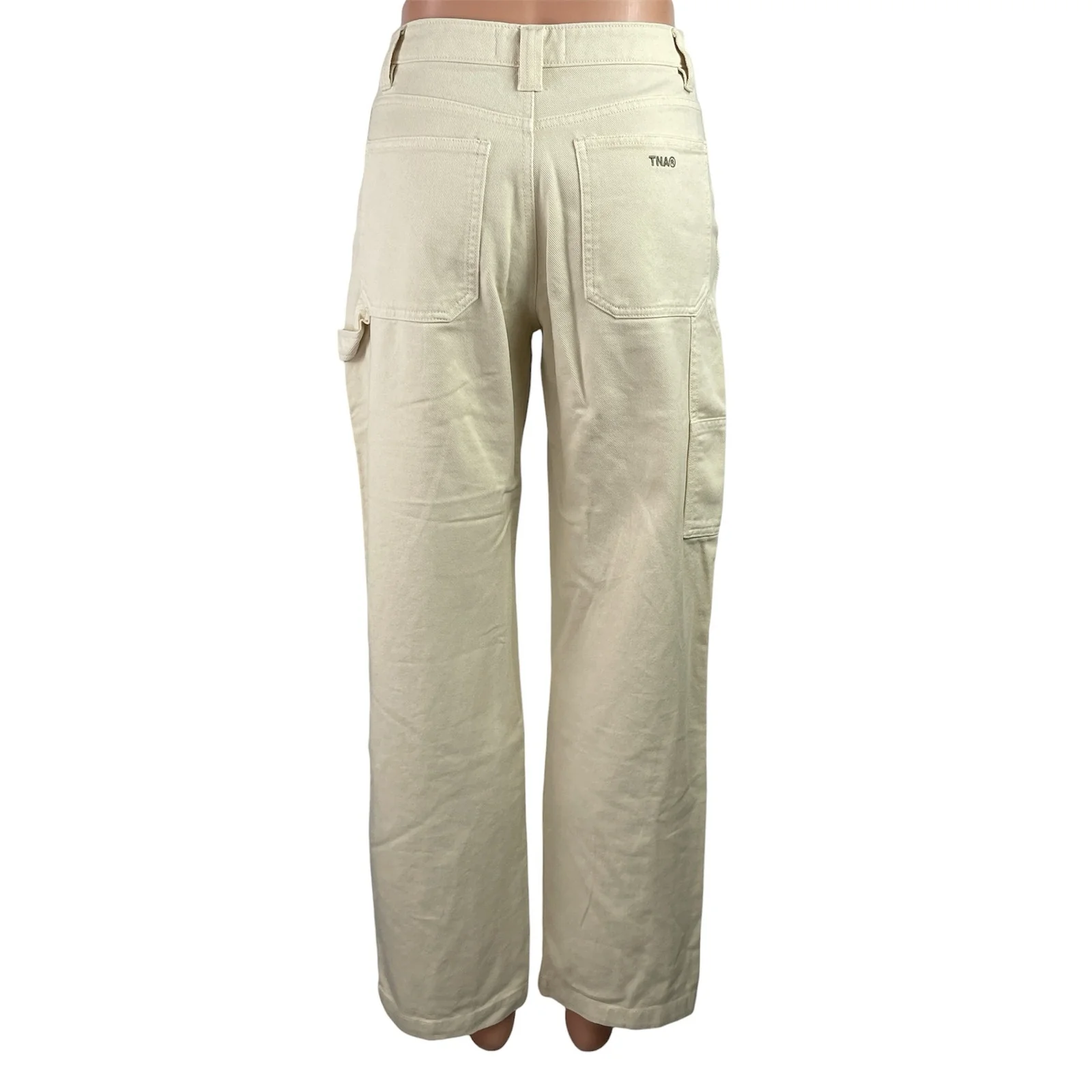 Aritzia TNA Greenwhich Cream Twill Straight High Rise Carpenter Trousers Pants 0 - Image 3