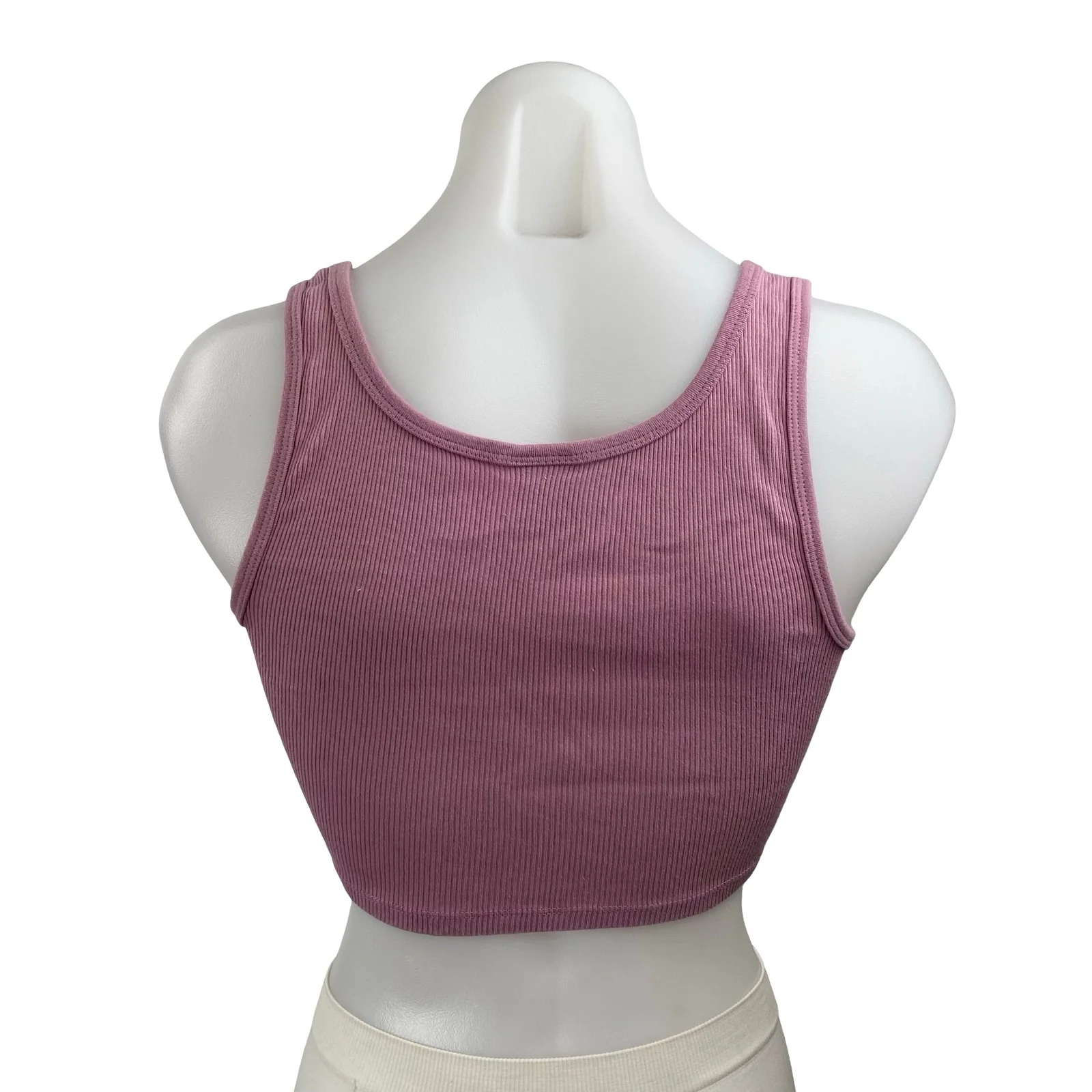 Aritzia TNA Pink Sculpt Ribbed Knit Sleeveless Scoop Cami Tank Crop Top Size S - Image 4