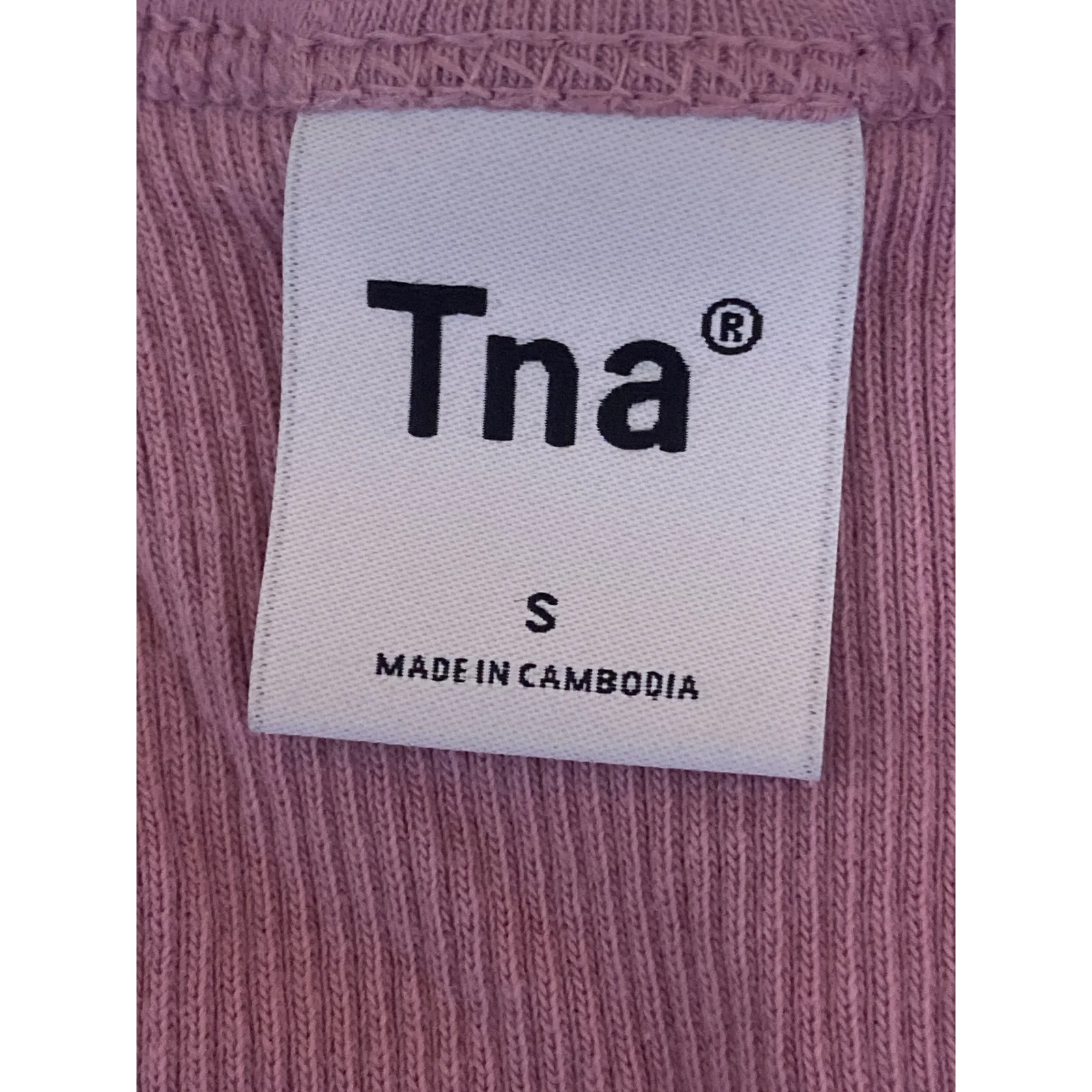 Aritzia TNA Pink Sculpt Ribbed Knit Sleeveless Scoop Cami Tank Crop Top Size S - Image 5