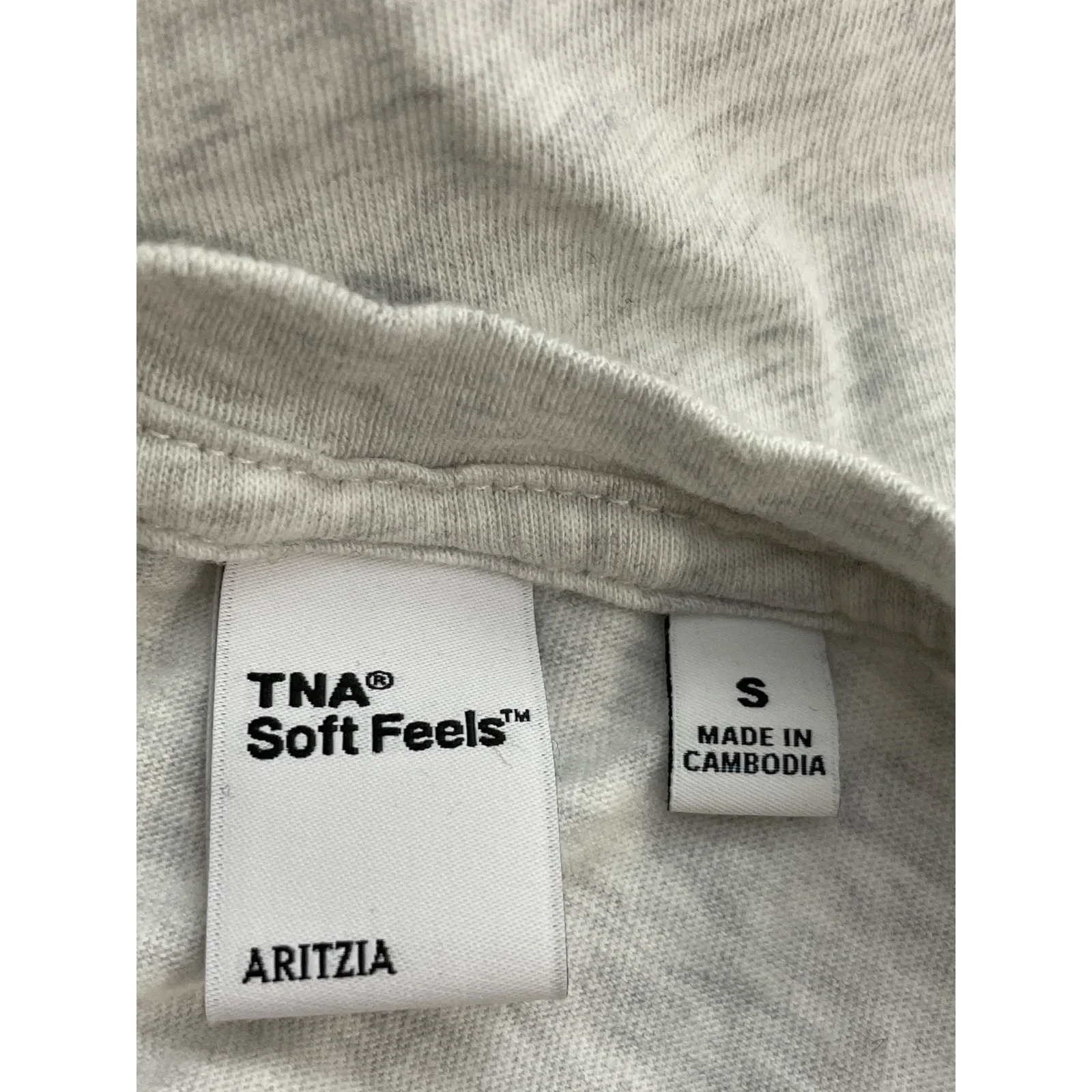 Aritzia TNA Soft Feels Gray Crew Neck Short Sleeve Crop Boxy Tee T-Shirt Top S - Image 5