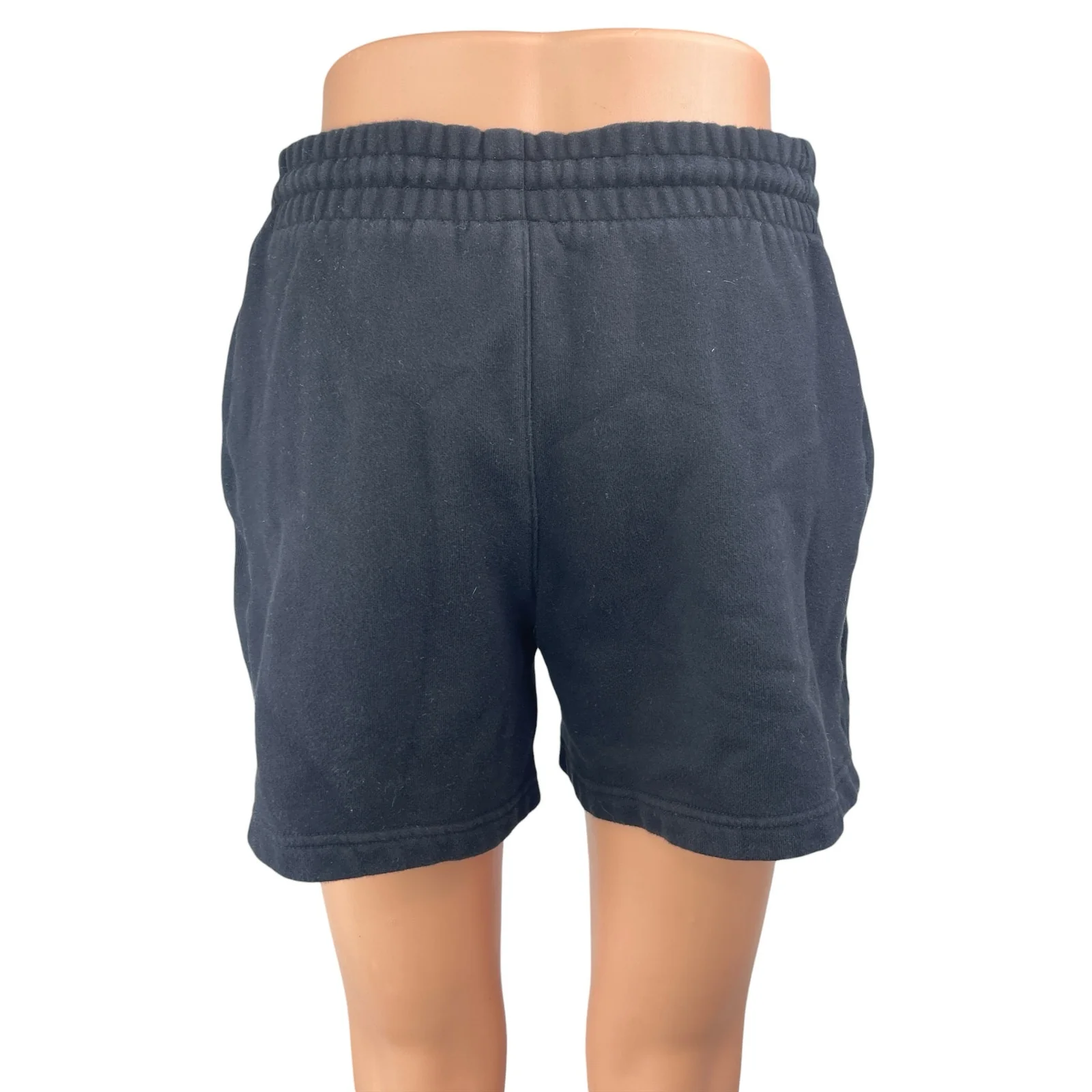 Aritzia TNA Sweatfleece Black Boyfirnd Fit Elastic Waist Mini Sweat Shorts Sz S - Image 2