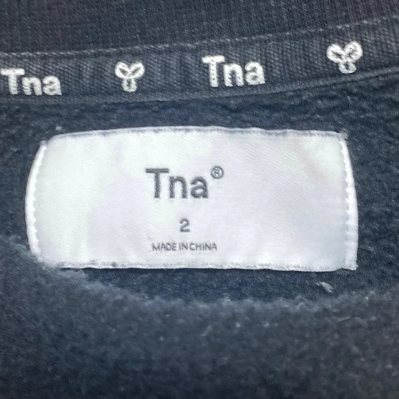 Aritzia TNA Women's Black Fleece Long Sleeve Crew Neck Sweatshirt Top Size 2 - Image 3