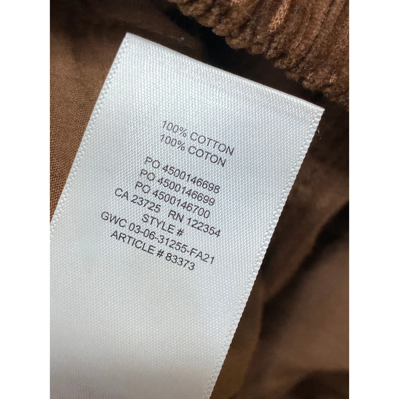 Aritzia TNA Women's Brown Corduroy Pull On High Rise Wide Leg Trousers Pants S - Image 6