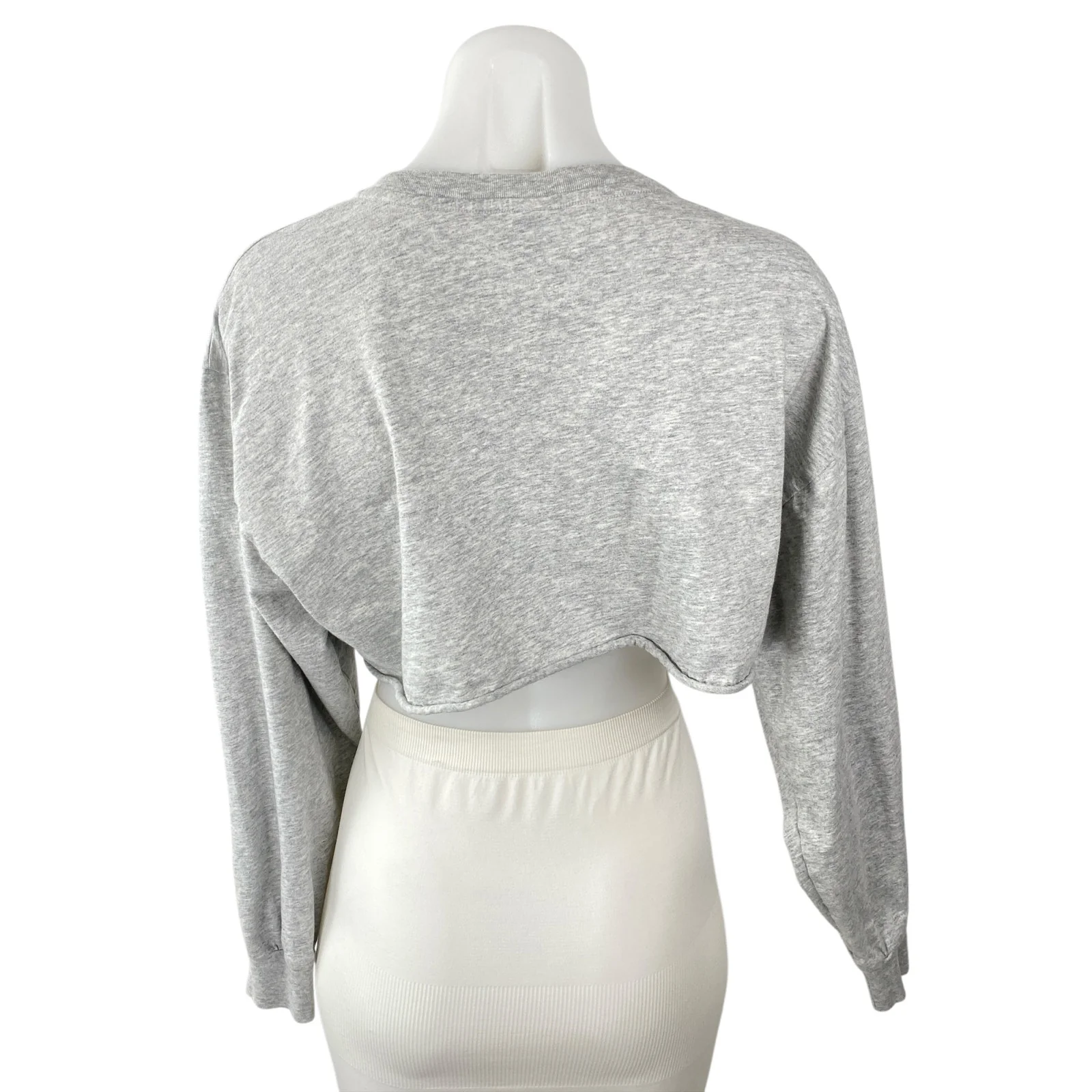 Aritzia TNA Women's Gray Long Sleeve Crew Neck Boxy Cropped Sweatshirt Top Sz S - Image 4