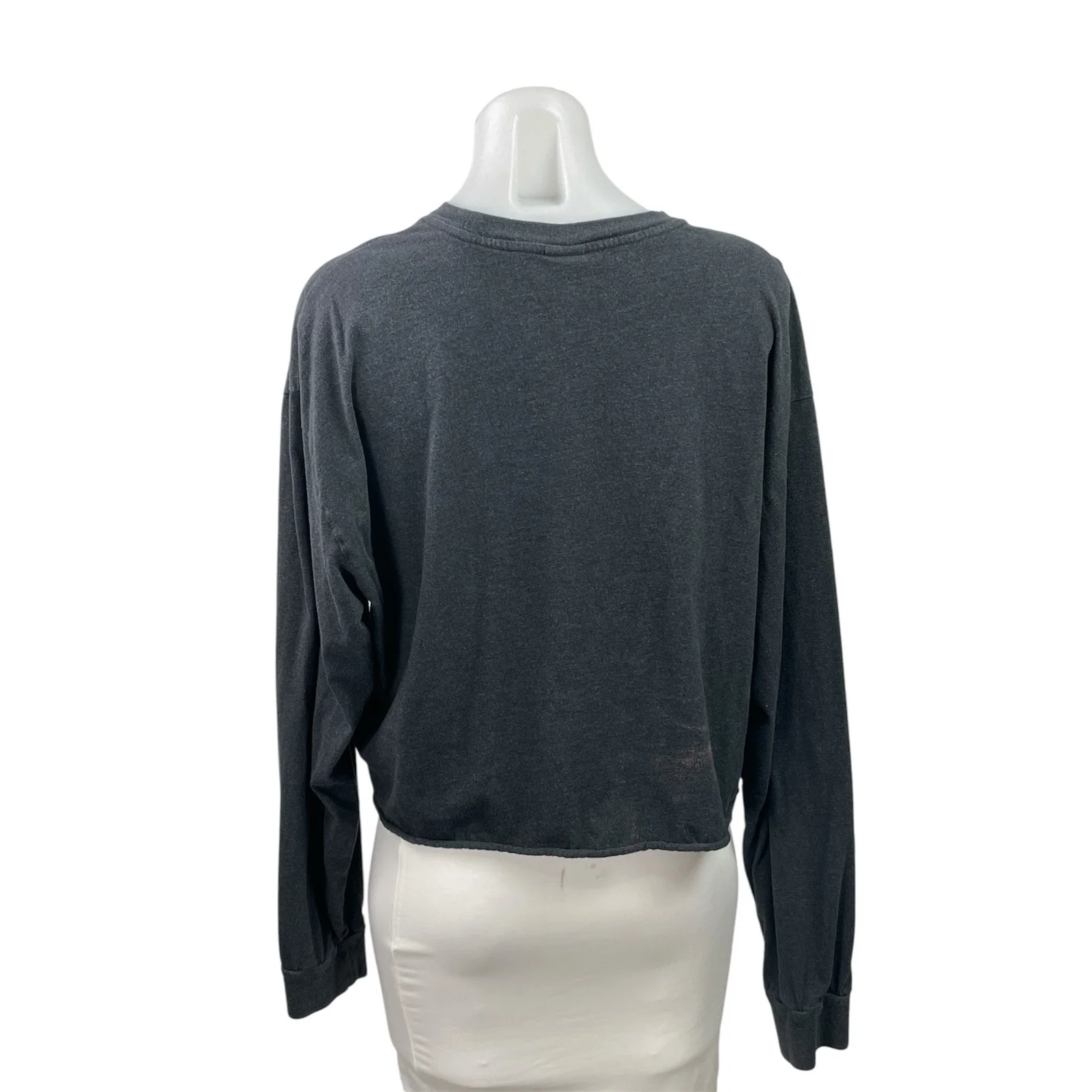 Aritzia TNA Women's Gray Long Sleeve Cropped Crew Neck Pullover Sweatshirt Top L - Image 3