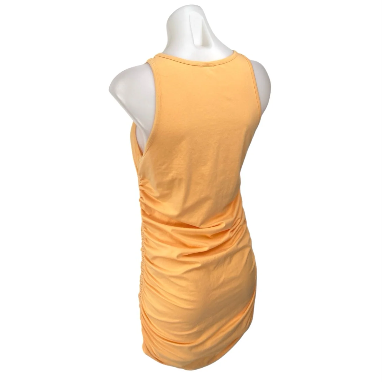 Aritzia TNA Women's Orange Ruched Tie Sleeveless Cami Mini Bodycon Tank Dress L - Image 2