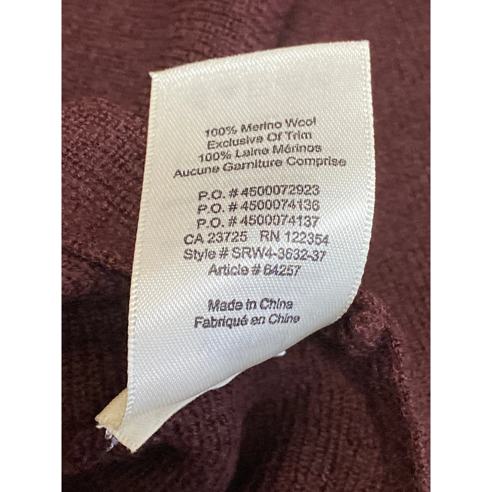 Aritzia Wilfred 100% Merino Wool Brown Knit Long Sleeve Crop Sweater Top Sz XXS - Image 4