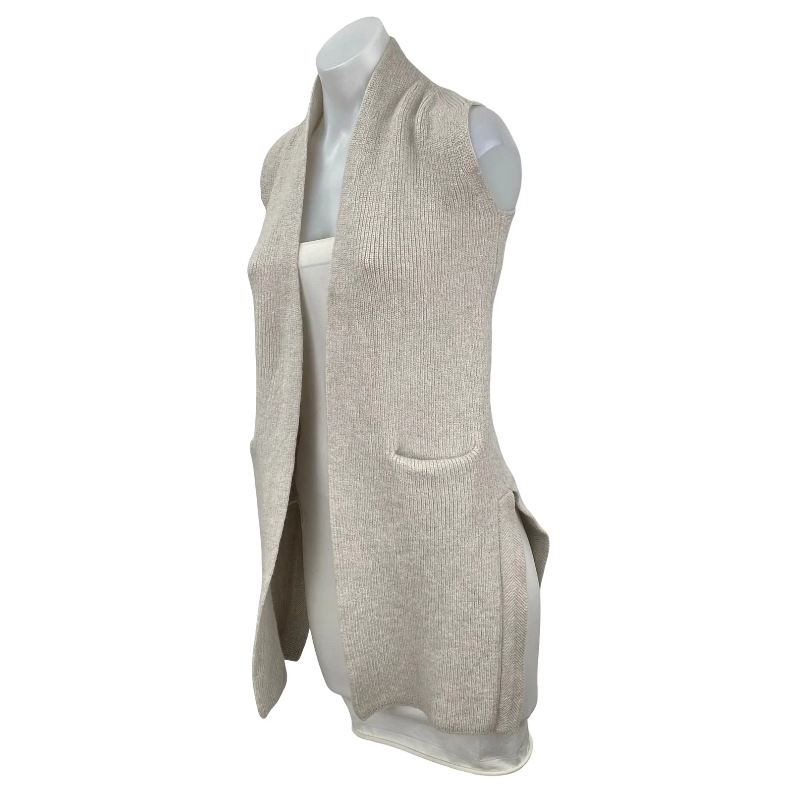 Aritzia Wilfred 100% Wool Olivie Womens Sleeveless Cardigan Vest Sweater Top XXS - Image 3