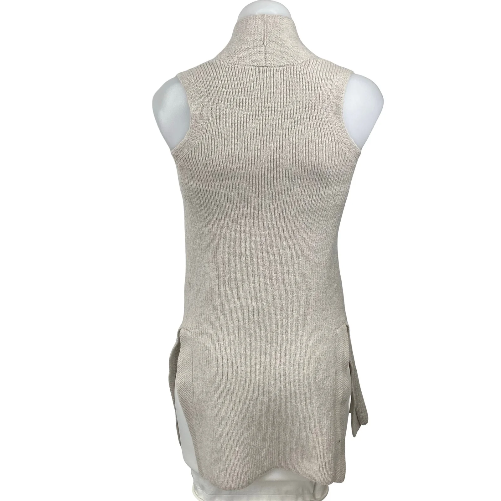 Aritzia Wilfred 100% Wool Olivie Womens Sleeveless Cardigan Vest Sweater Top XXS - Image 4