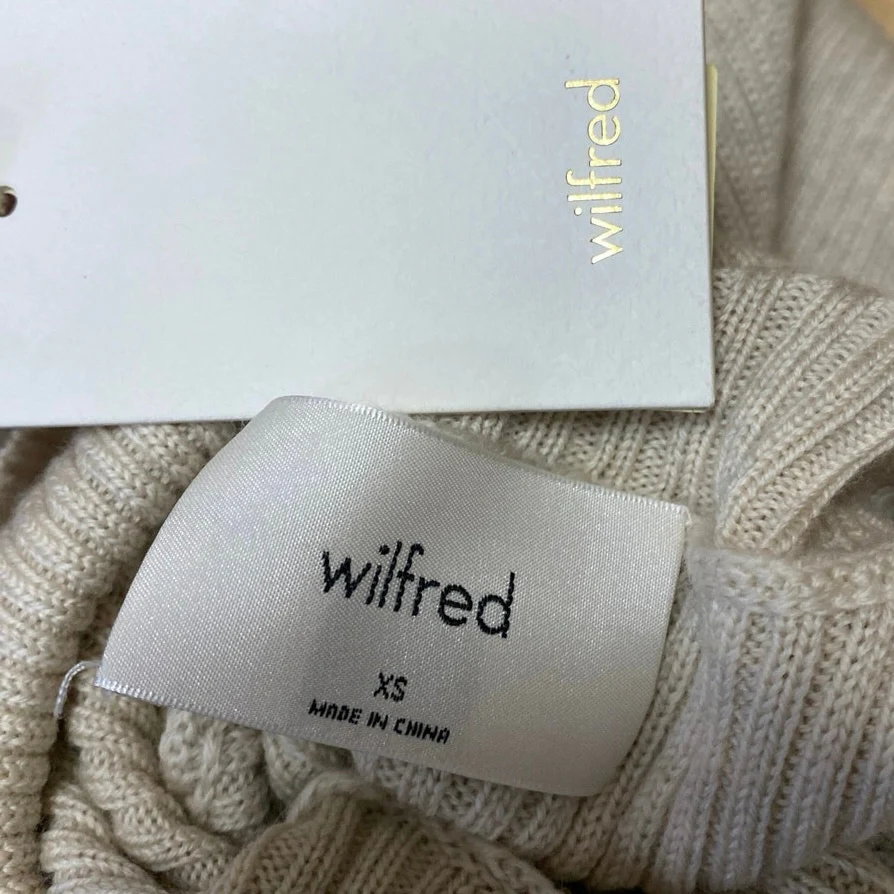 Aritzia Wilfred Beige Long Balloon Sleeve Turtleneck Sweater Mini Dress Size XS - Image 3