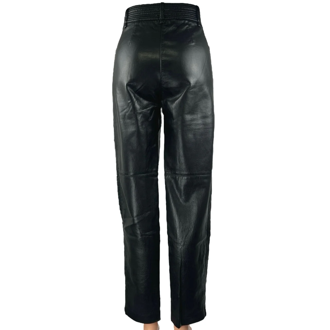 Aritzia Wilfred Black Faux Leather Straight Leg High Waisted Trousers Pants Sz 0 - Image 3