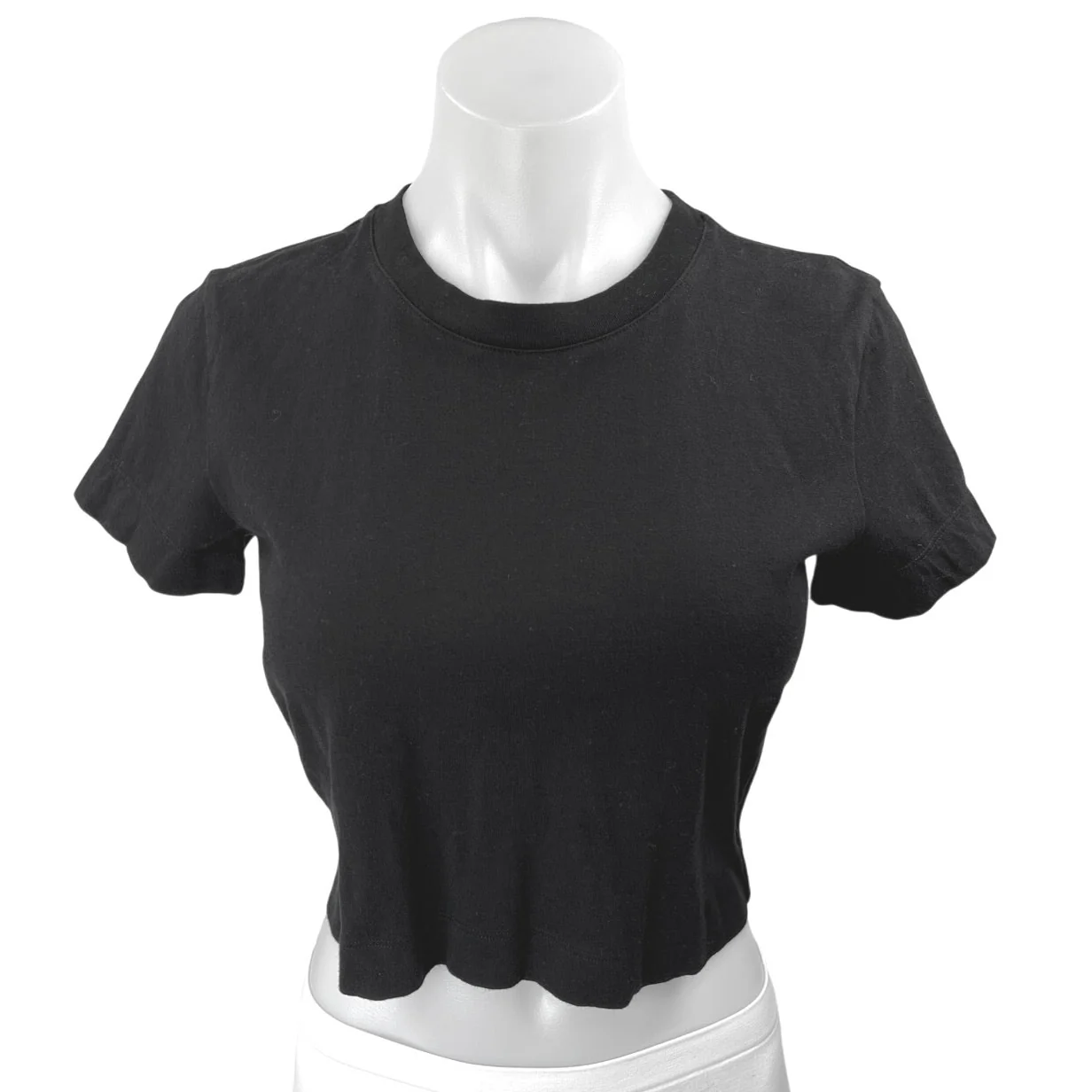 Aritzia Wilfred Black Knit Short Sleeve Pullover Crop Tee T-Shirt Top Size XS