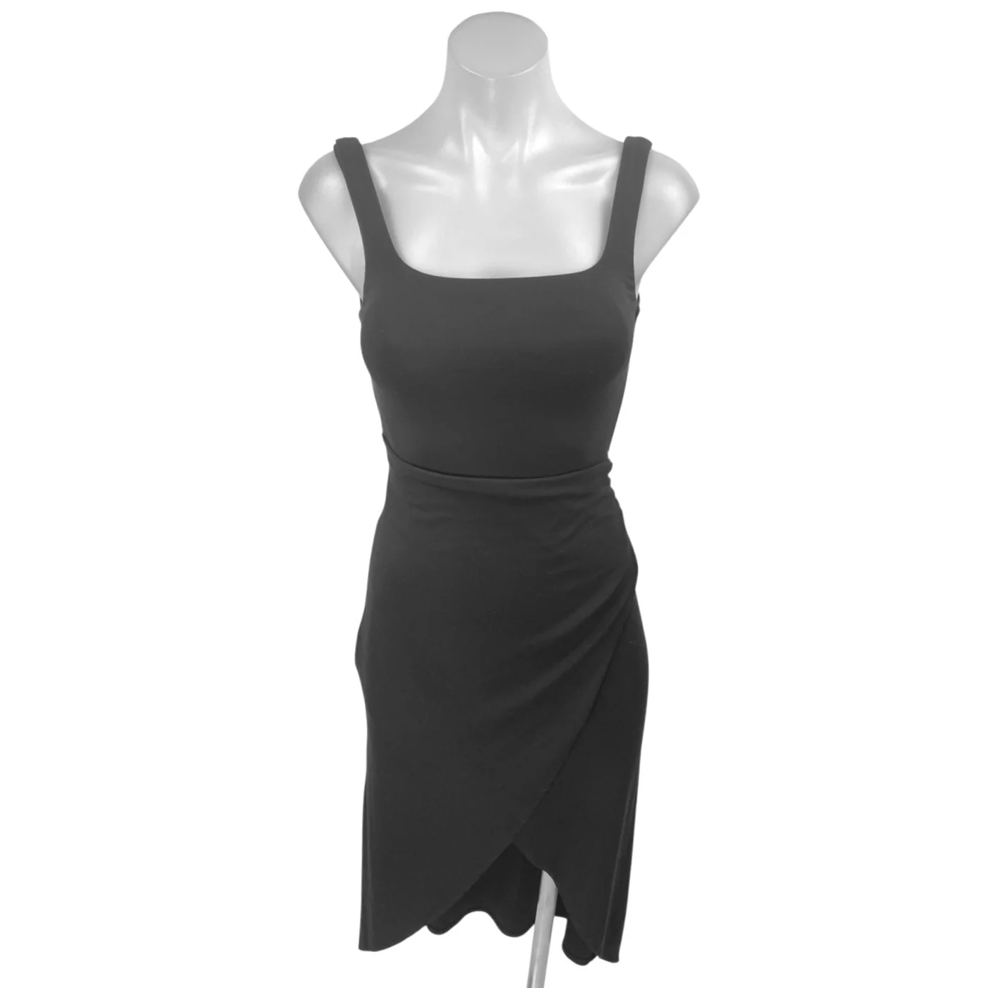 Aritzia Wilfred Black Sleeveless Tank Wrap Tie Tank Midi Sheath Dress Size 2XS