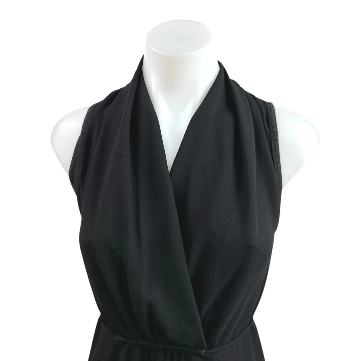 Aritzia Wilfred Black Sleeveless V Neck Faux Wrap Mini Sheath Dress Size XXS - Image 2