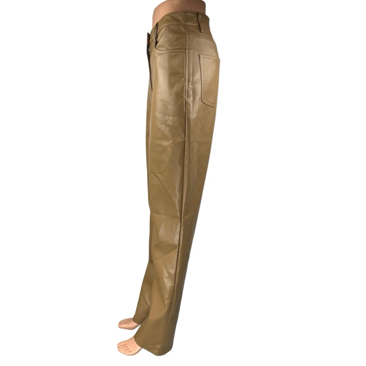Aritzia Wilfred Brown Faux Vegan Leather High Rise Straight Leg Trousers Pants 6 - Image 2