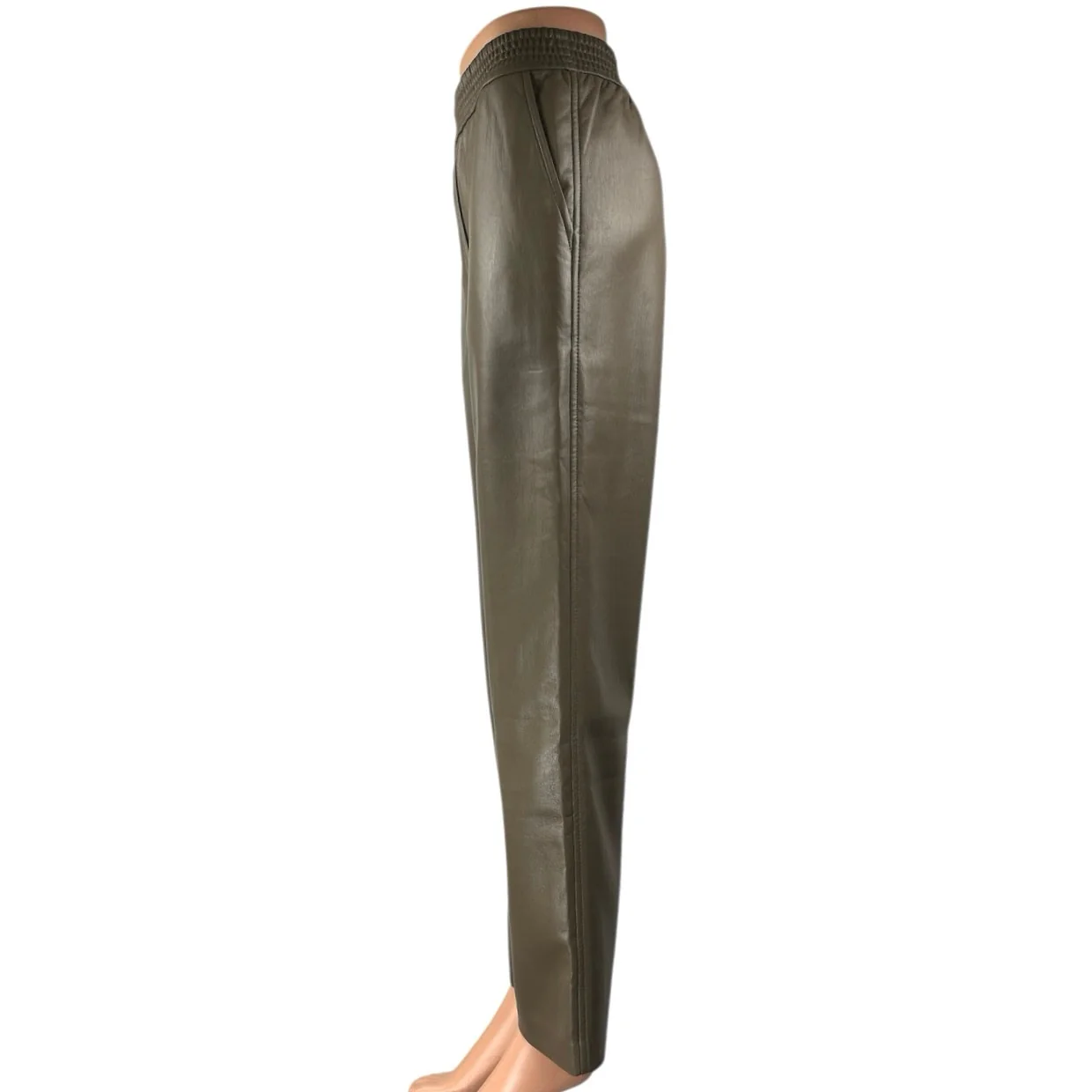 Aritzia Wilfred Brown Faux Vegan Leather Wide Leg High Waist Trousers Pants 2XS - Image 2