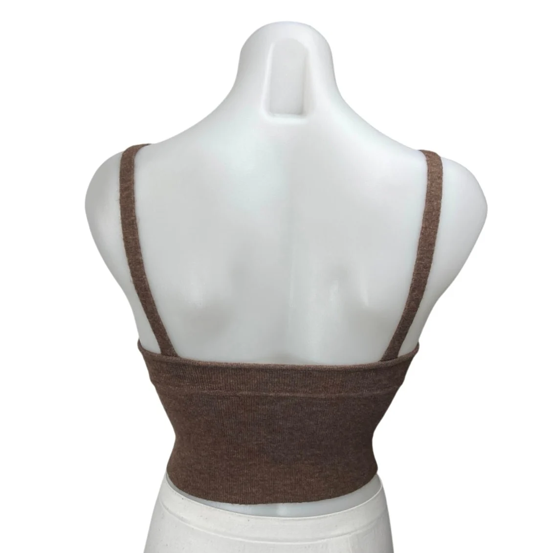Aritzia Wilfred Brown Ribbed Knit Sleeveless Wool Cami Camisole Tank Crop Top XS - Image 2