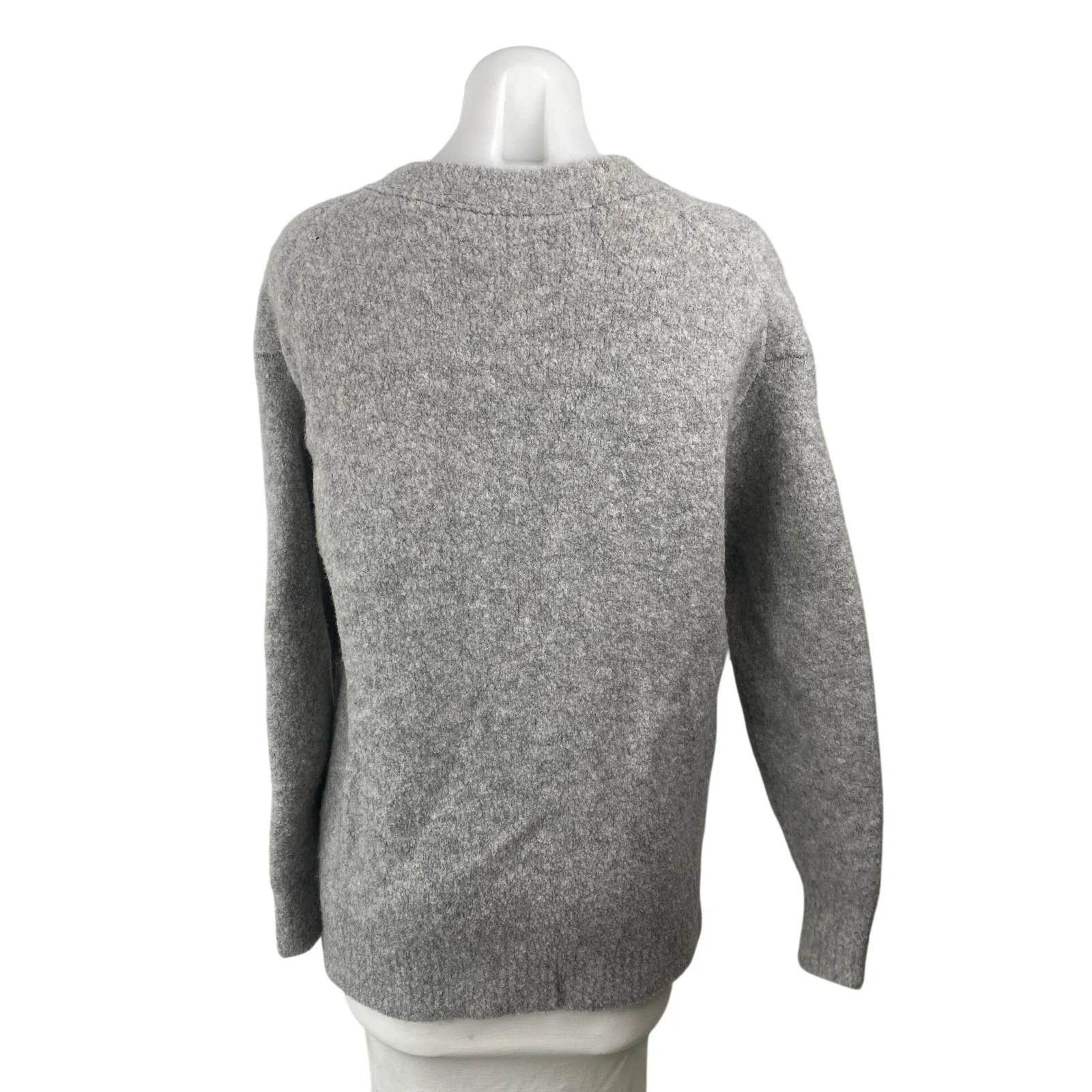 Aritzia Wilfred Dorothy Gray Wool V Neck Long Sleeve Cardigan Sweater Top Sz 2XS - Image 2