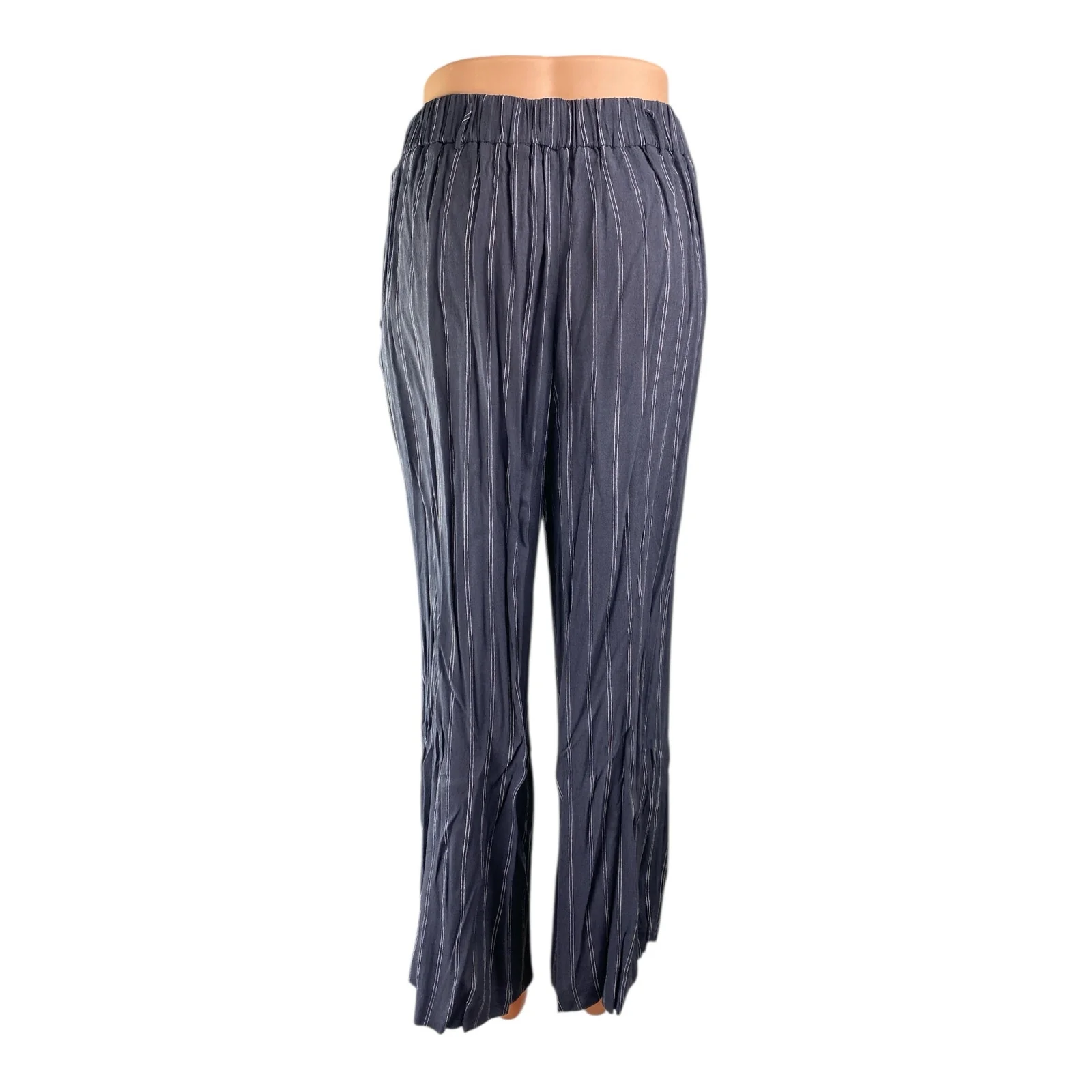 Aritzia Wilfred Faun Gray Striped Tie Belt High Waist Wide Leg Trousers Pants M - Image 2