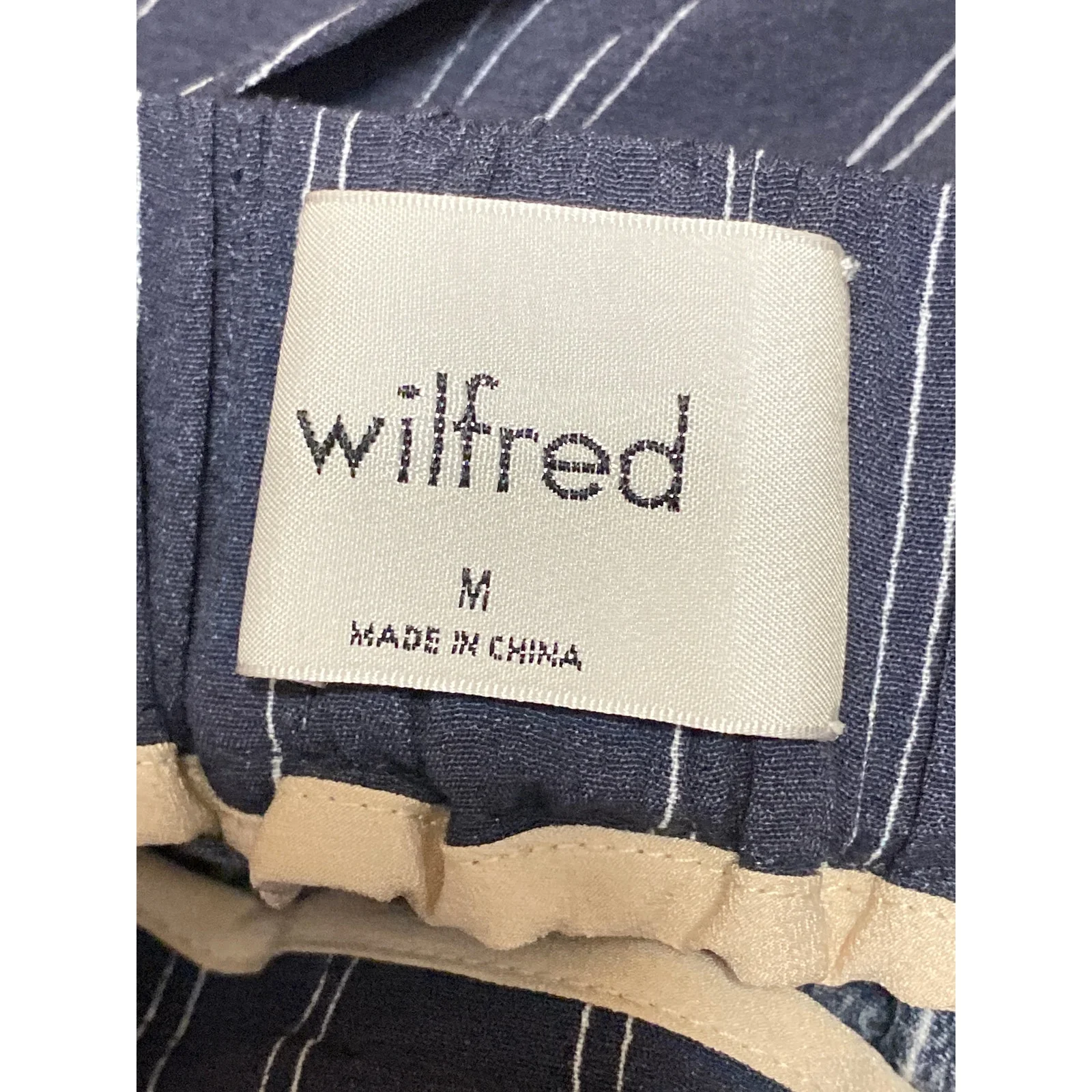 Aritzia Wilfred Faun Gray Striped Tie Belt High Waist Wide Leg Trousers Pants M - Image 3