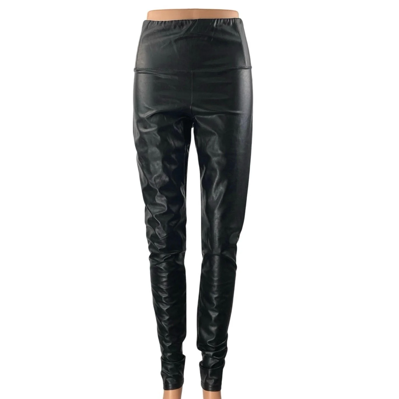 Aritzia Wilfred Free Black Faux Leather Vegan High Waisted Leggings Pants Size M