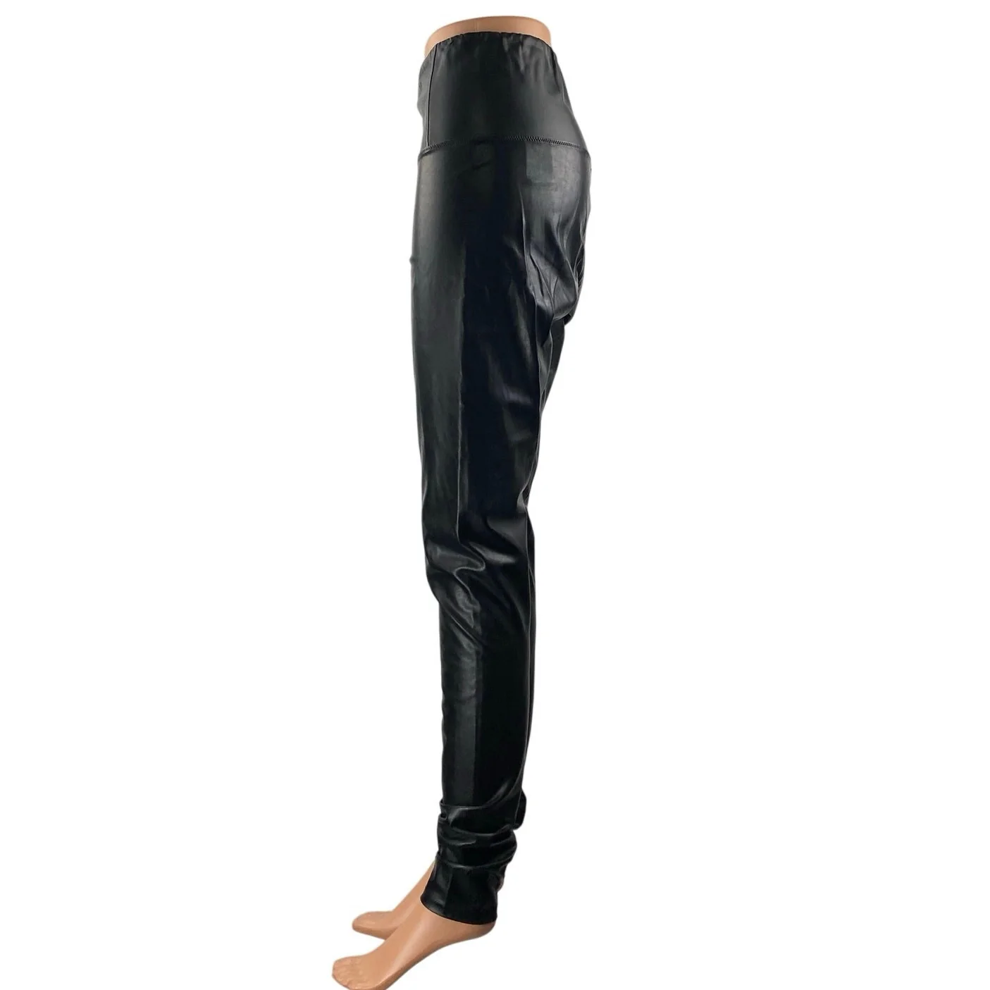 Aritzia Wilfred Free Black Faux Leather Vegan High Waisted Leggings Pants Size M - Image 2