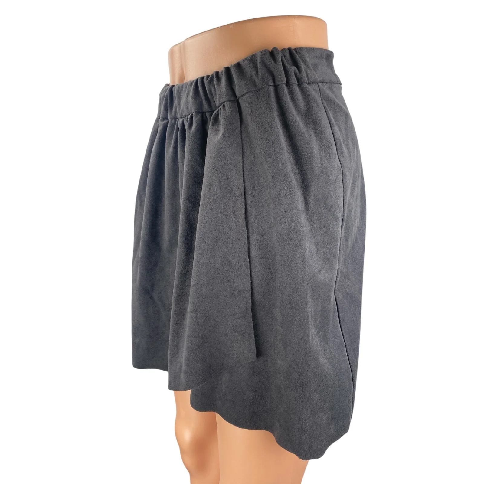 Aritzia Wilfred Free Nescher Women's Gray Faux Suede Wrap Mini A-Line Skirt XS - Image 2